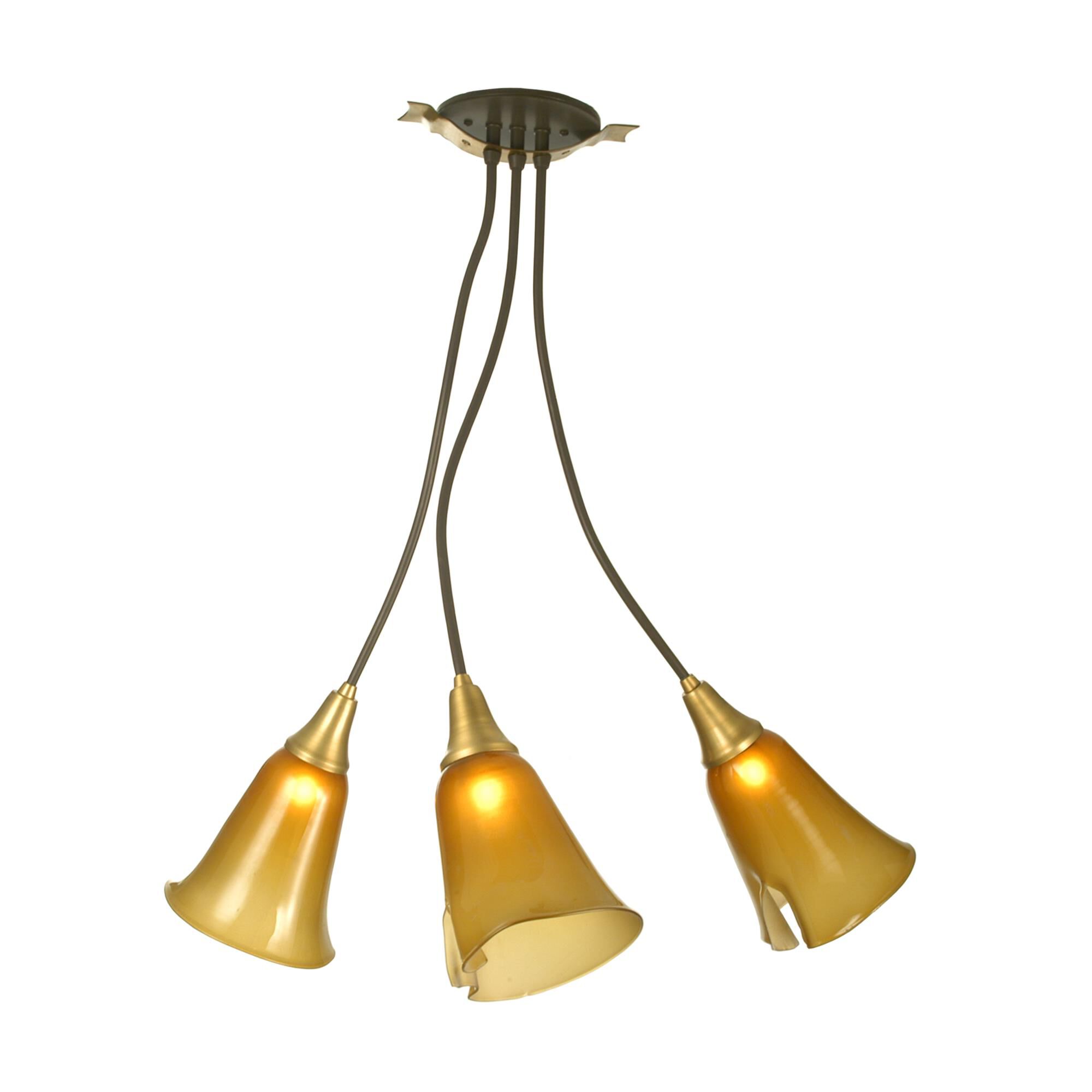 Shown in Timeless Bronze;Satin Brass finish and Amber glass