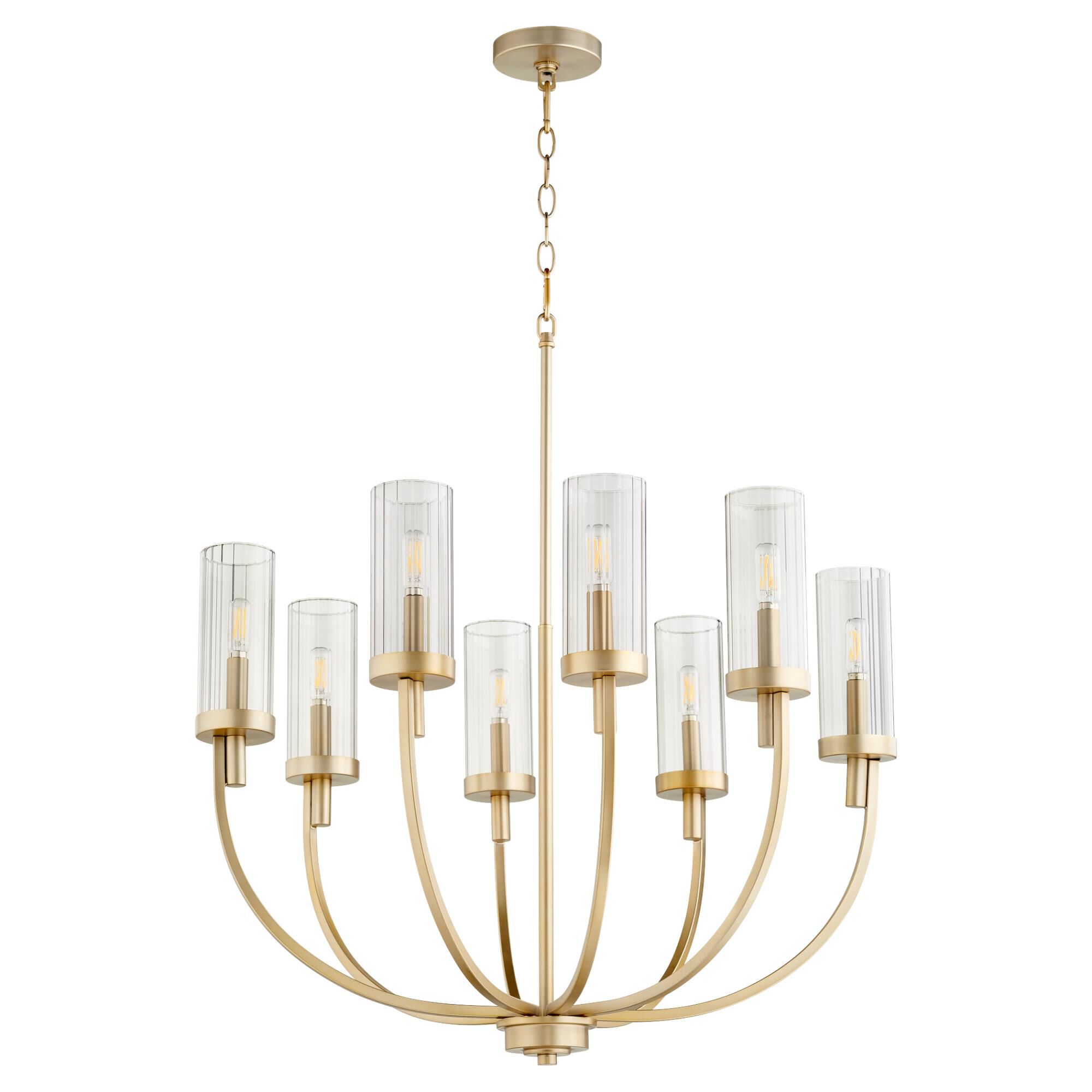 Shown in Aged Brass W/ Smoke Fluted Glass finish