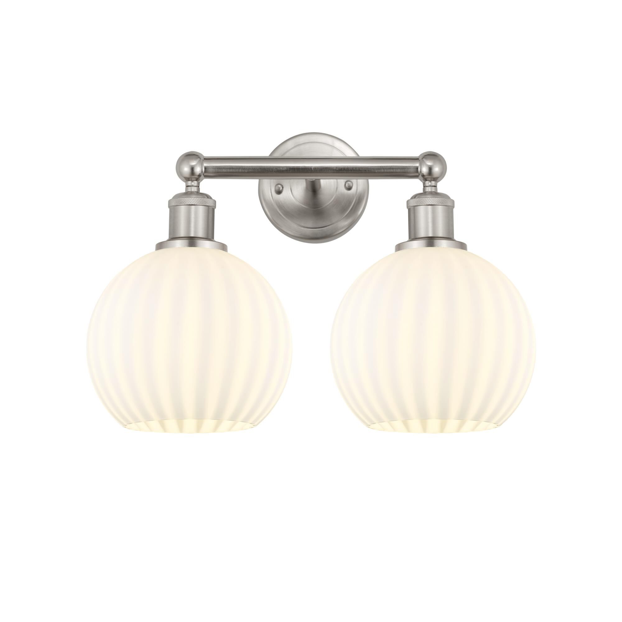 Shown in Satin Nickel finish and White Venetian glass