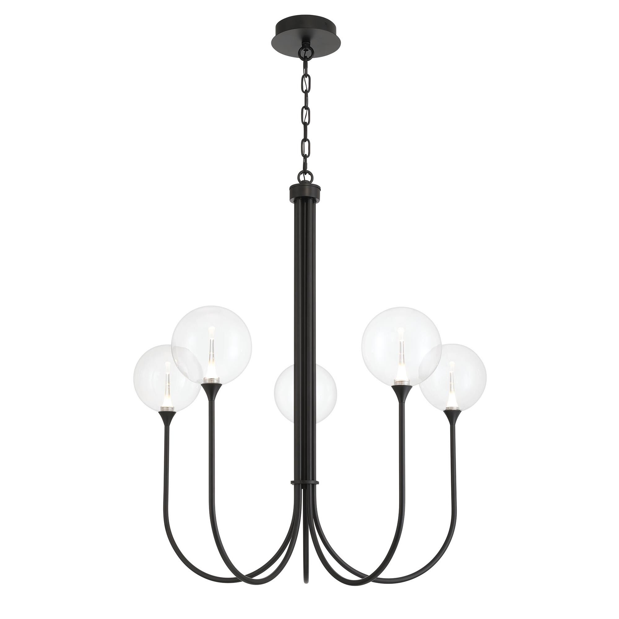 Shown in Black finish and Clear glass