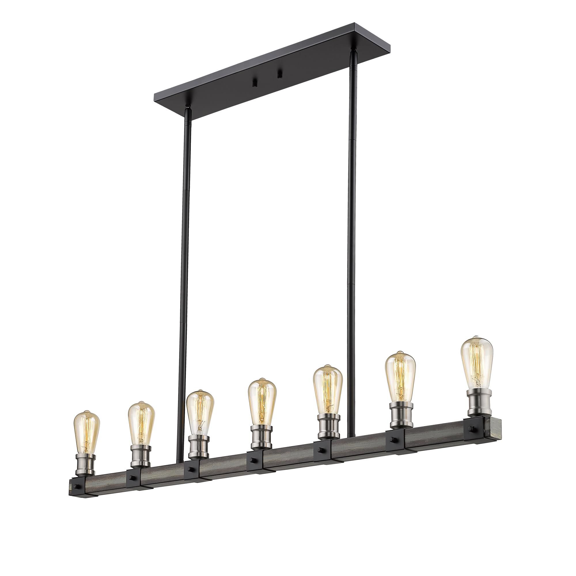 Shown in Ashen Barnboard finish and --- glass and --- shade