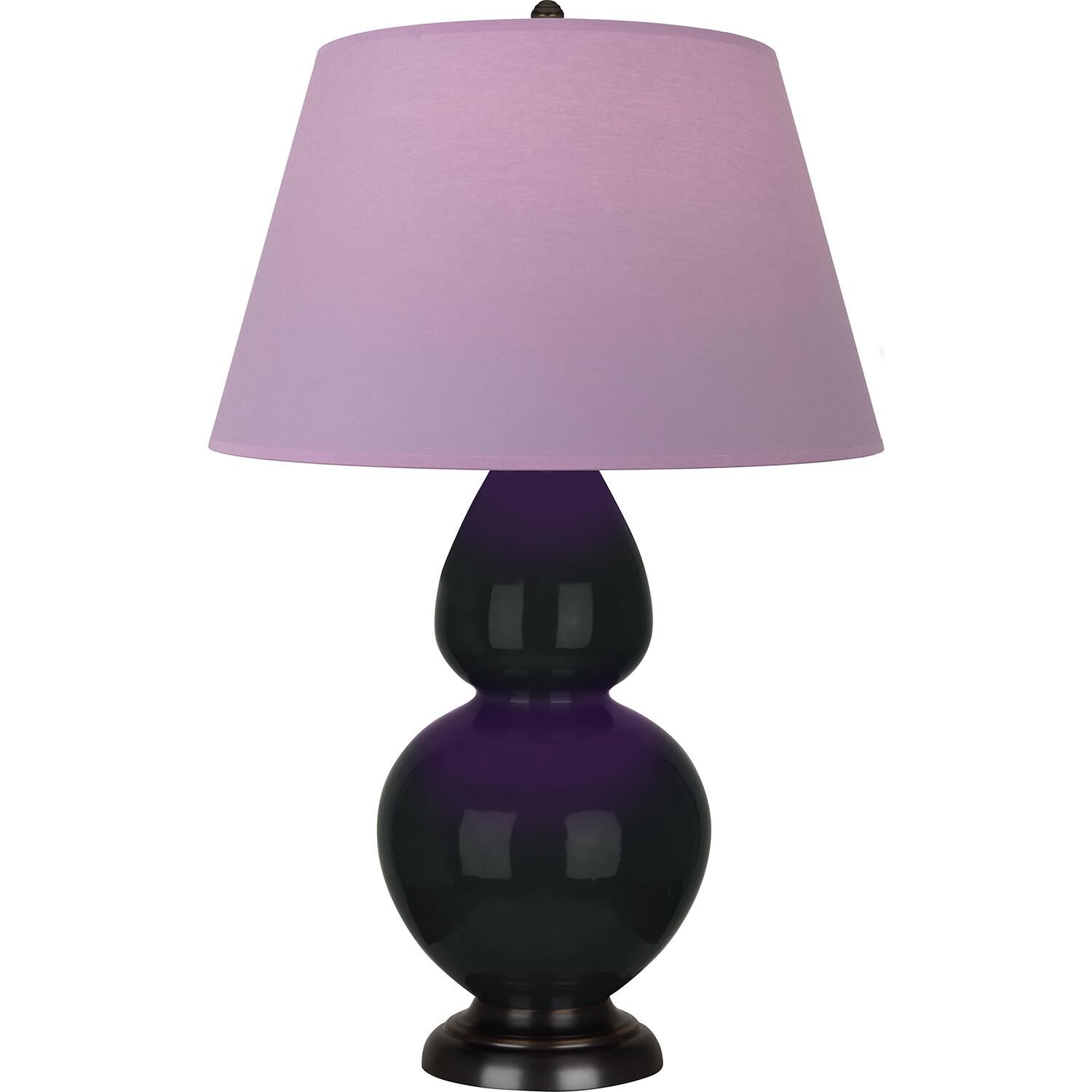 Shown in Obsidian finish and Lavender and Plum shade and Deep Patina Bronze accent