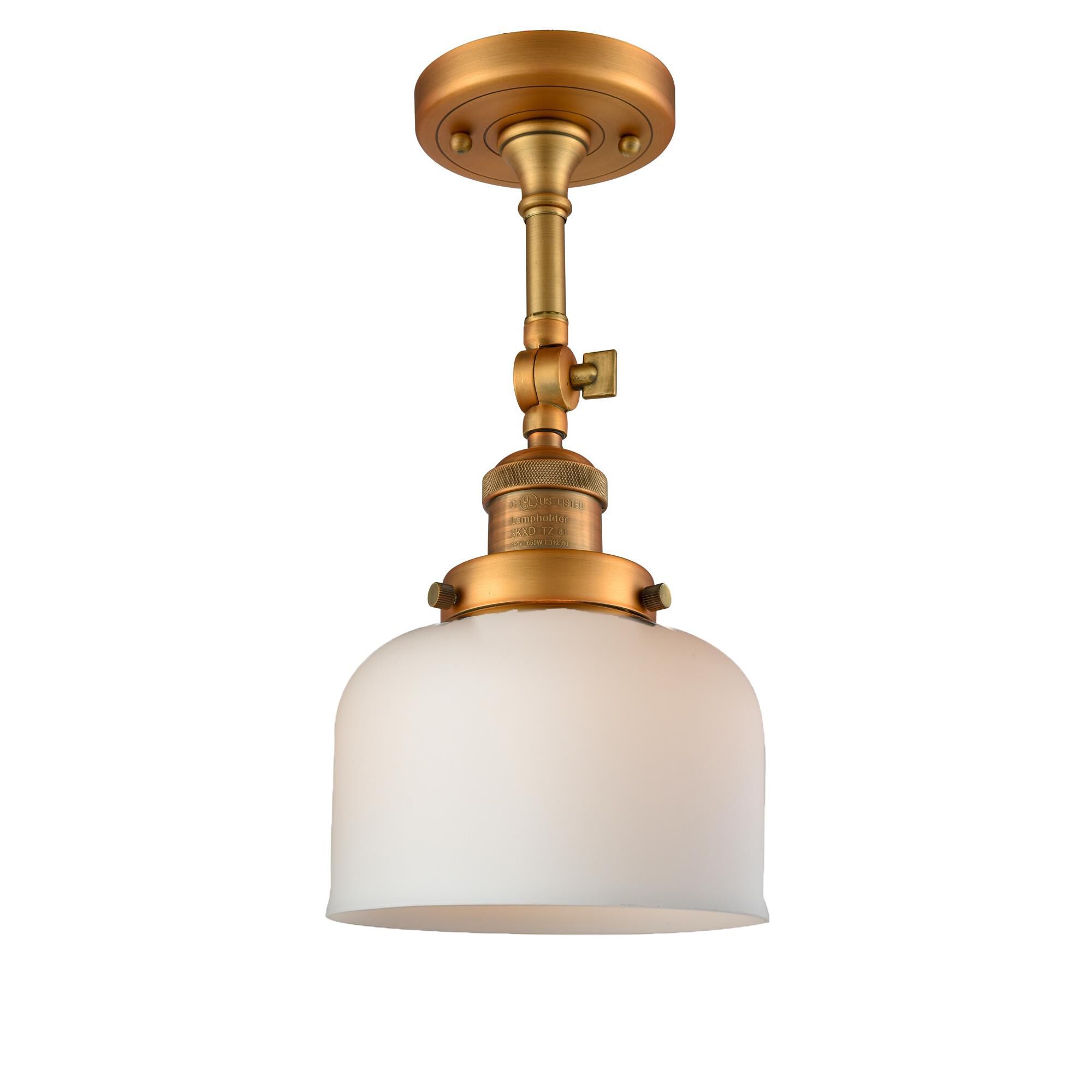 Shown in Brushed Brass finish and Matte White Cased glass