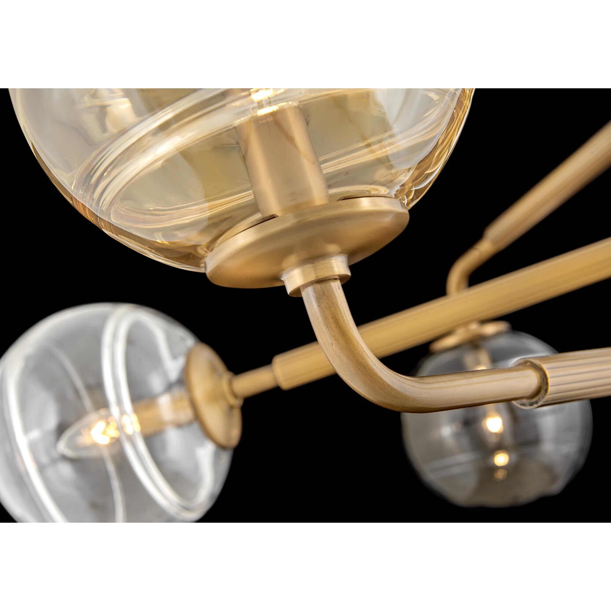Shown in Heritage Brass finish and Multi-Colored Swirl glass