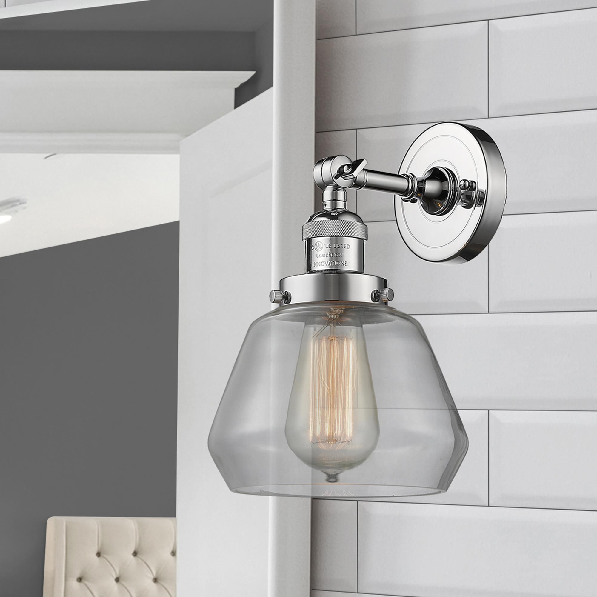 Shown in Polished Chrome finish and Clear glass