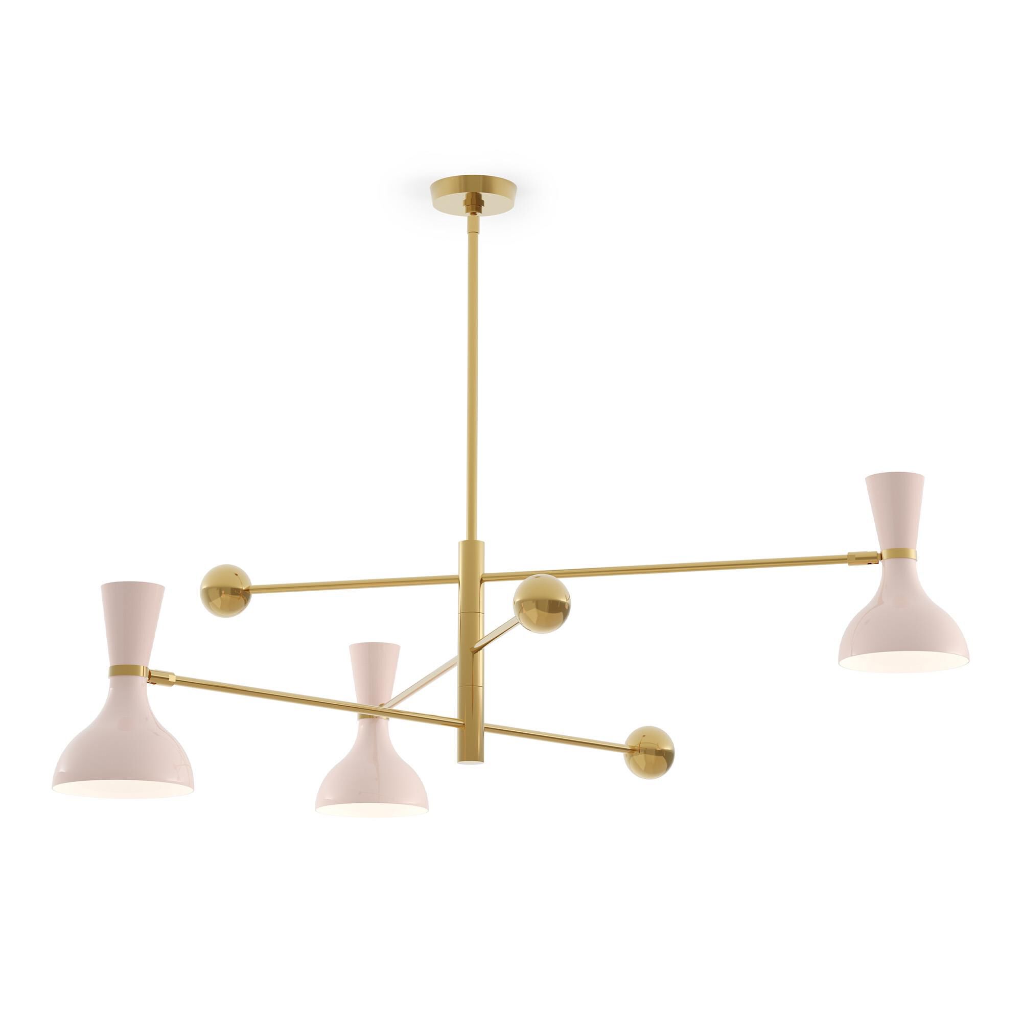 Shown in Modern Brass finish and Rose Water shade