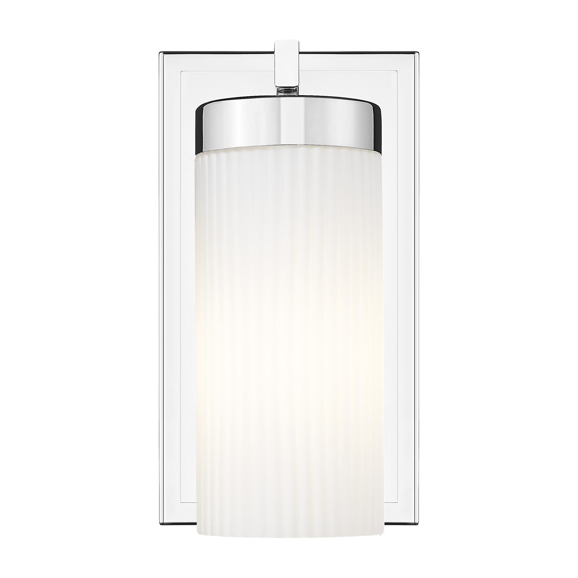 Shown in Chrome finish and White glass and White shade