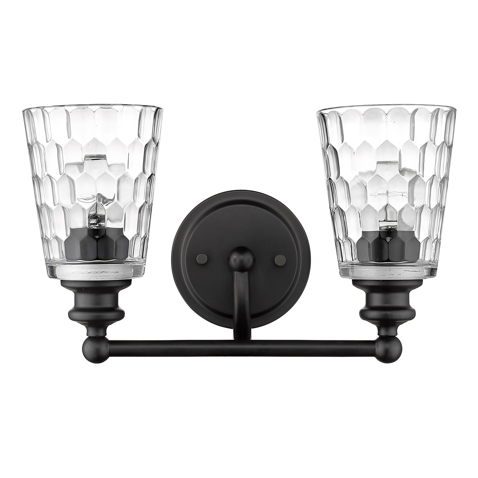 Shown in Matte Black finish and Clear glass and Clear, Optic Cone Shaped Glass shade