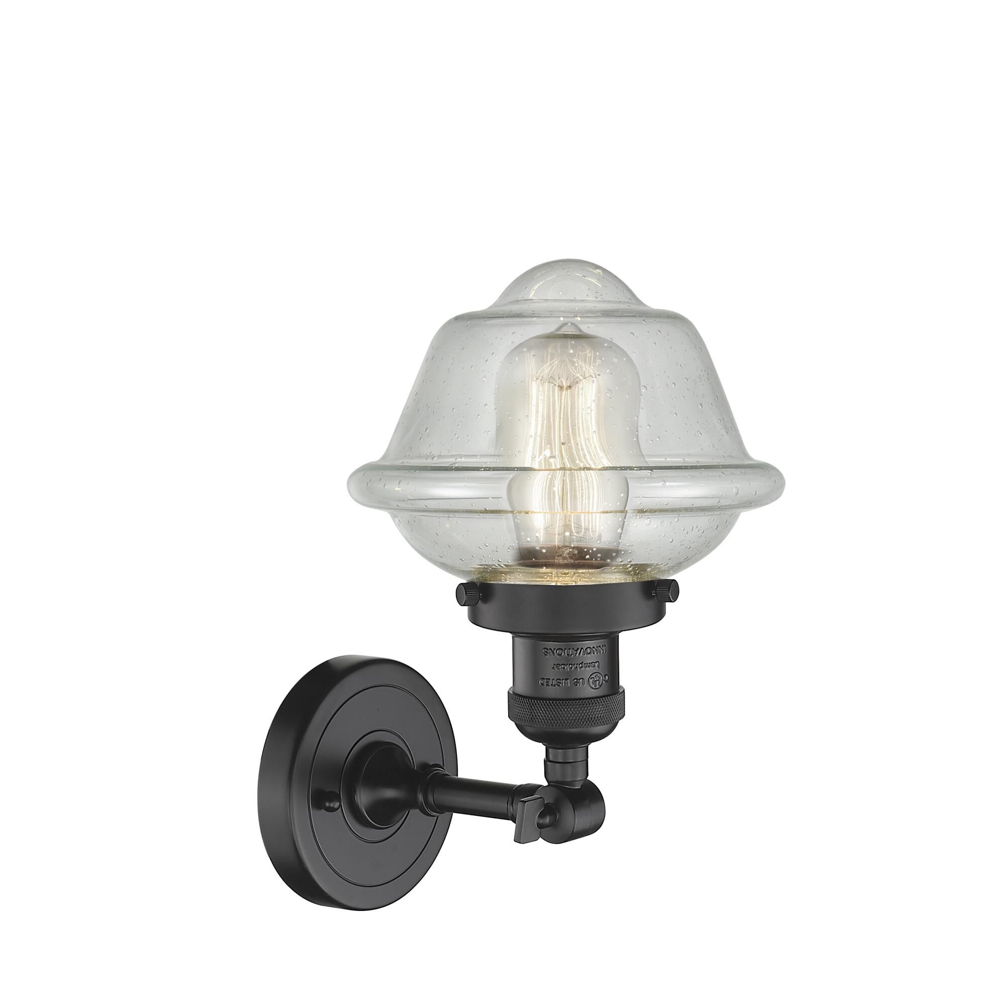 Shown in Oil Rubbed Bronze finish and Seedy glass