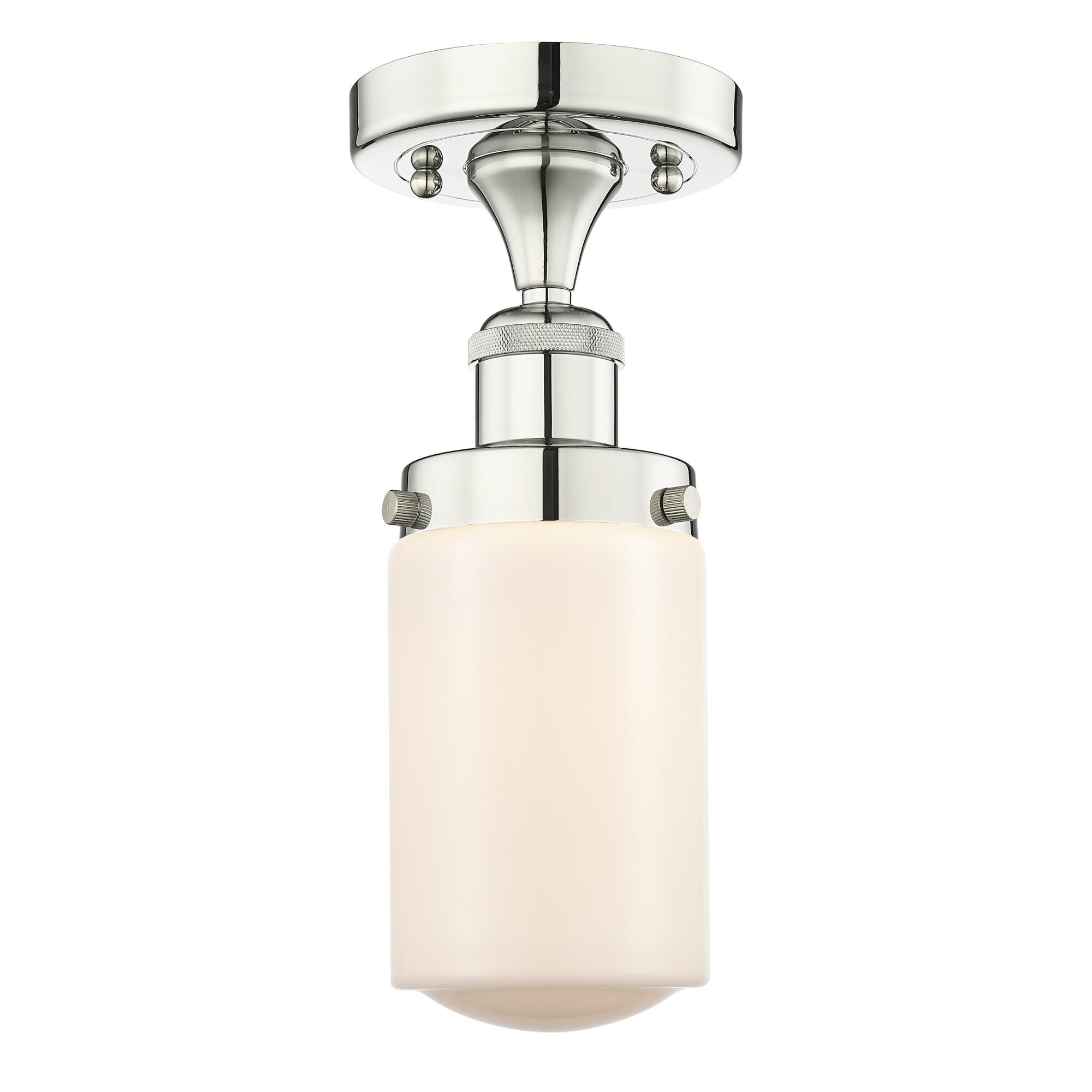 Shown in Polished Nickel finish and Matte White glass