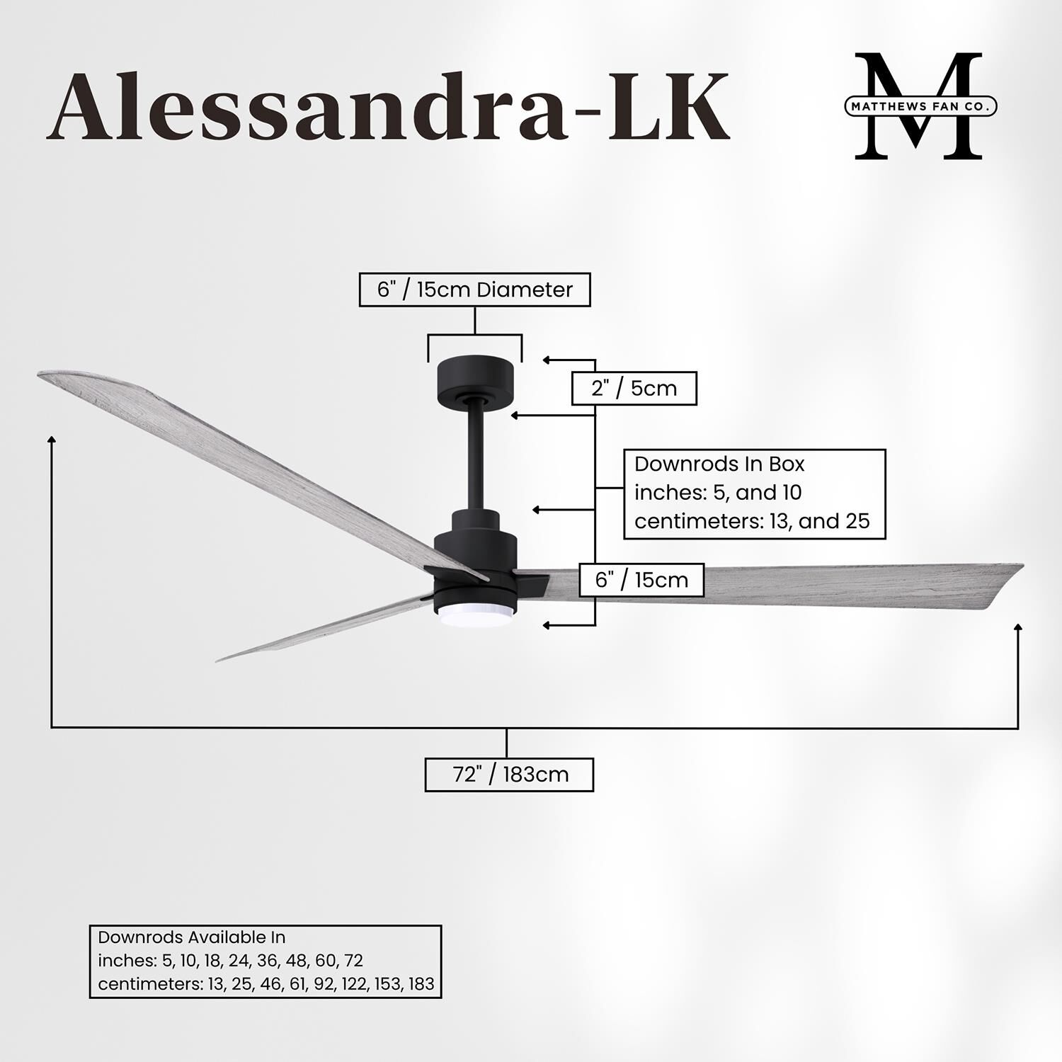 Alessandra 72 Inch Ceiling Fan by Matthews Fan Company