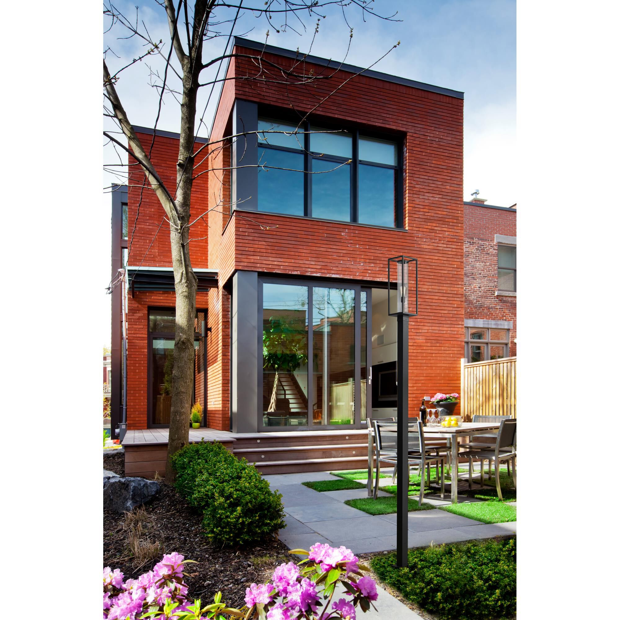 Shown in Black finish and Glass shade