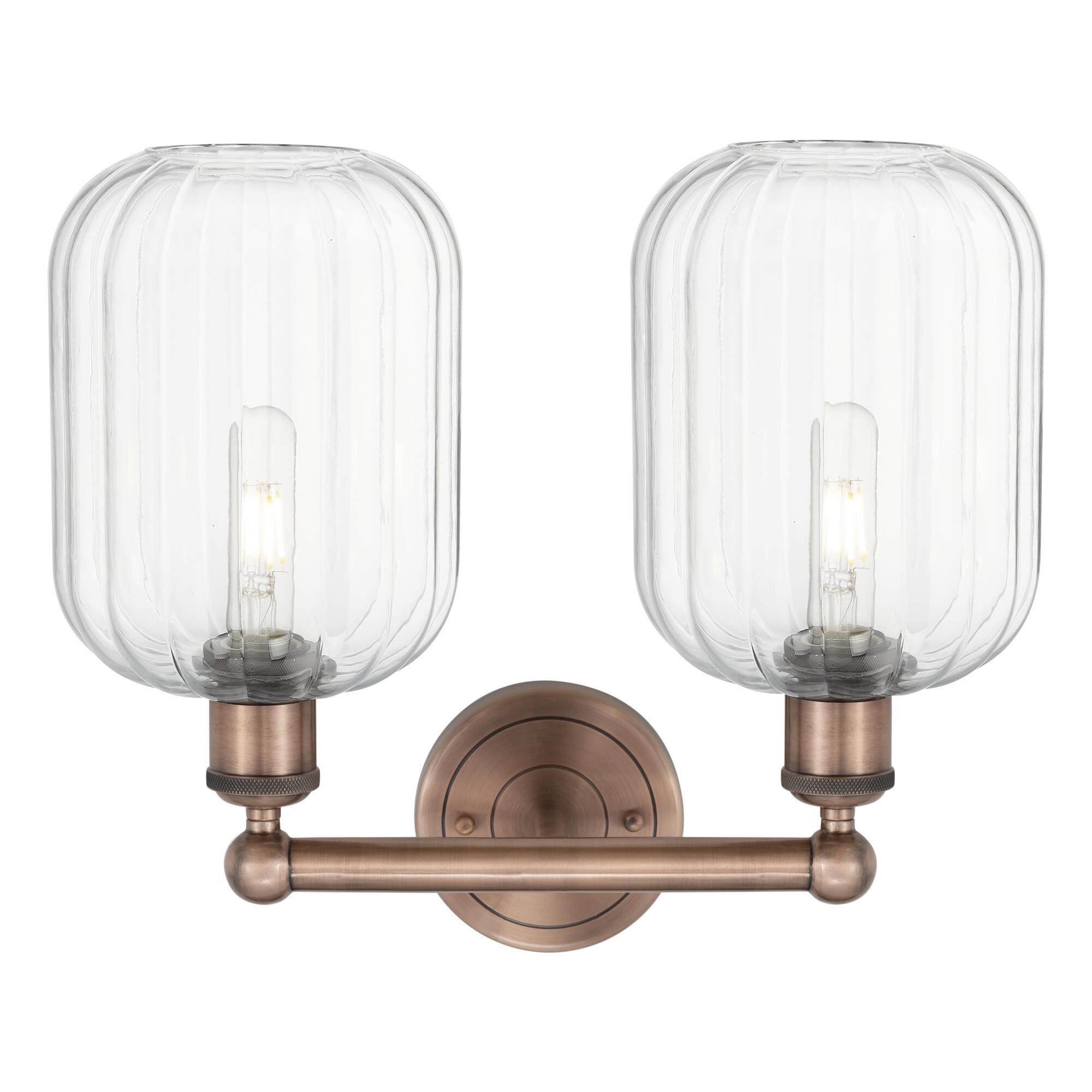 Shown in Antique Copper finish and Clear glass