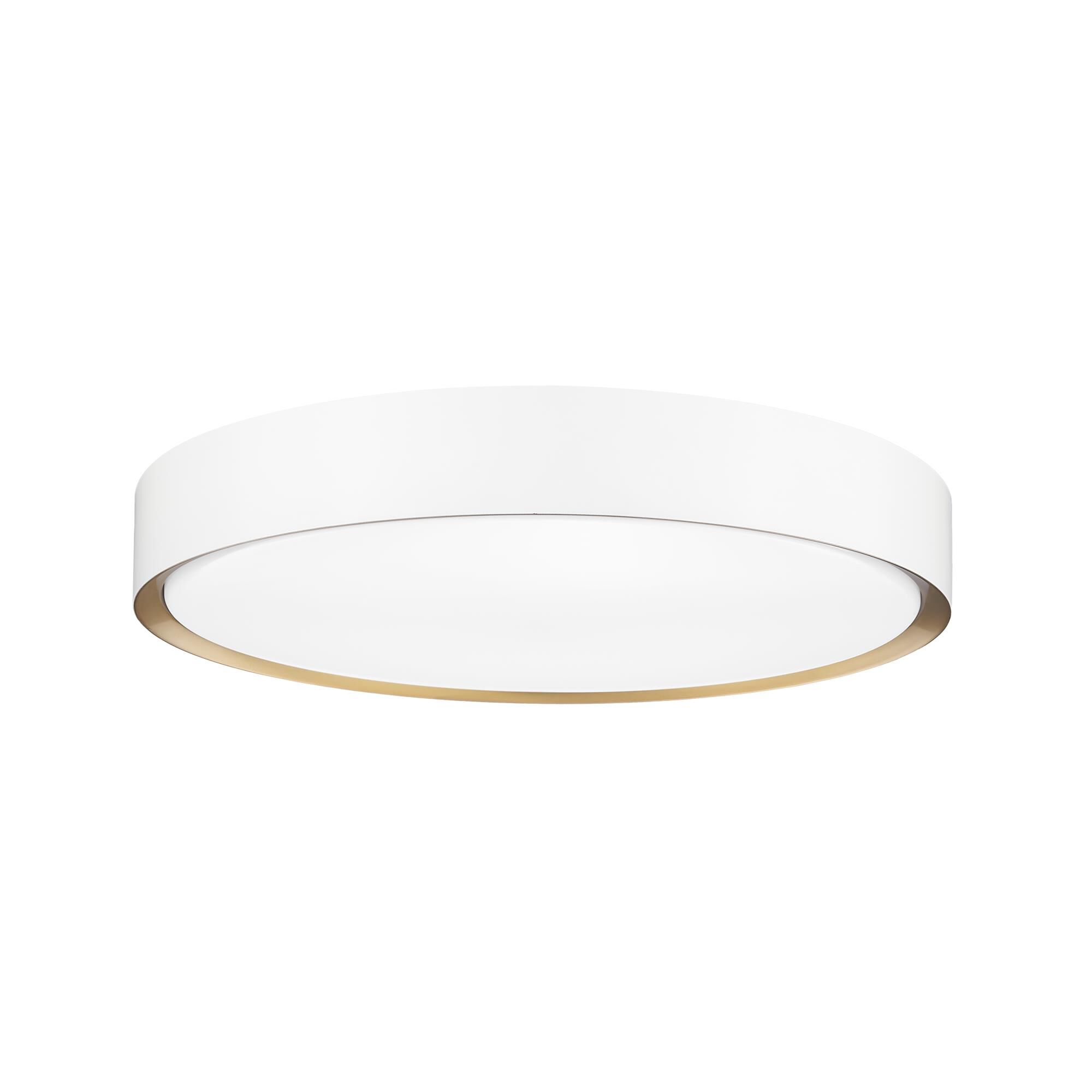 Shown in Matte White And Modern Gold finish and Frosted glass and Frosted shade