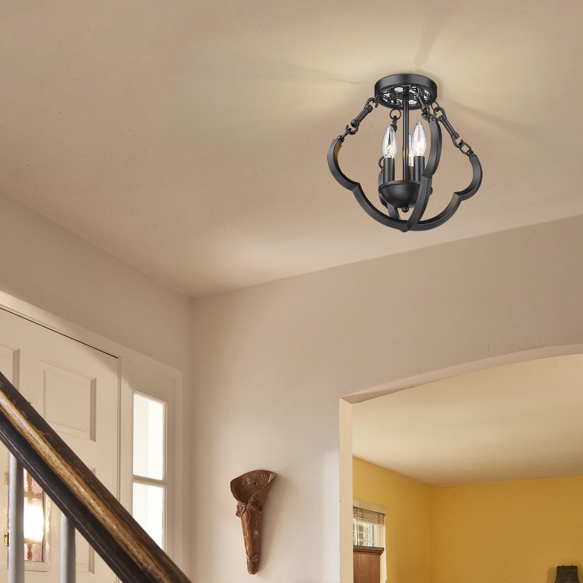 Saxon 12 Inch 3 Light Semi Flush Mount by Golden Lighting