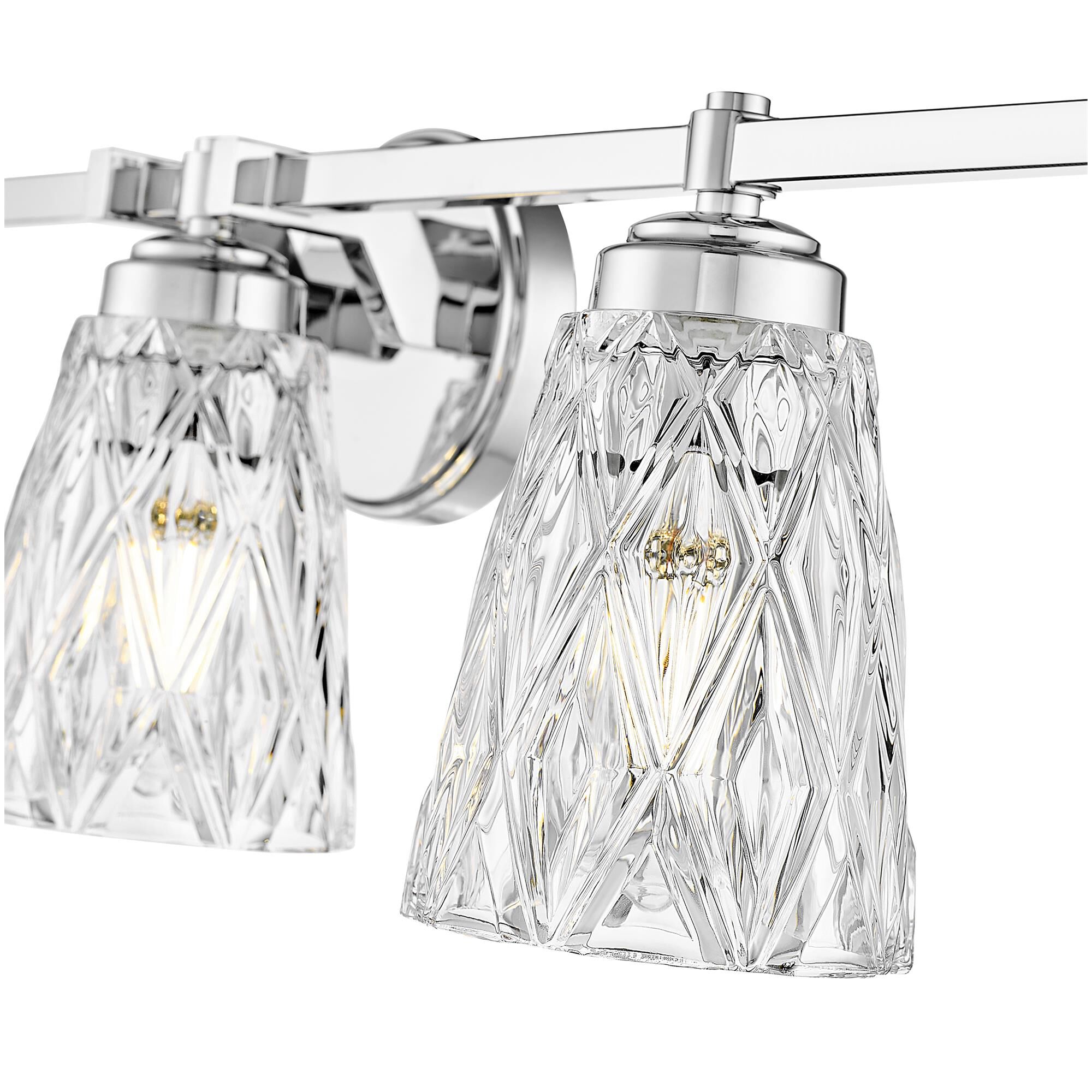 Shown in Chrome finish and Clear glass