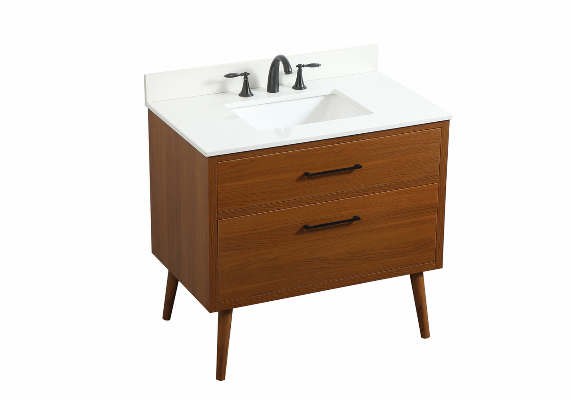 Shown in Teak finish and With Backsplash accent
