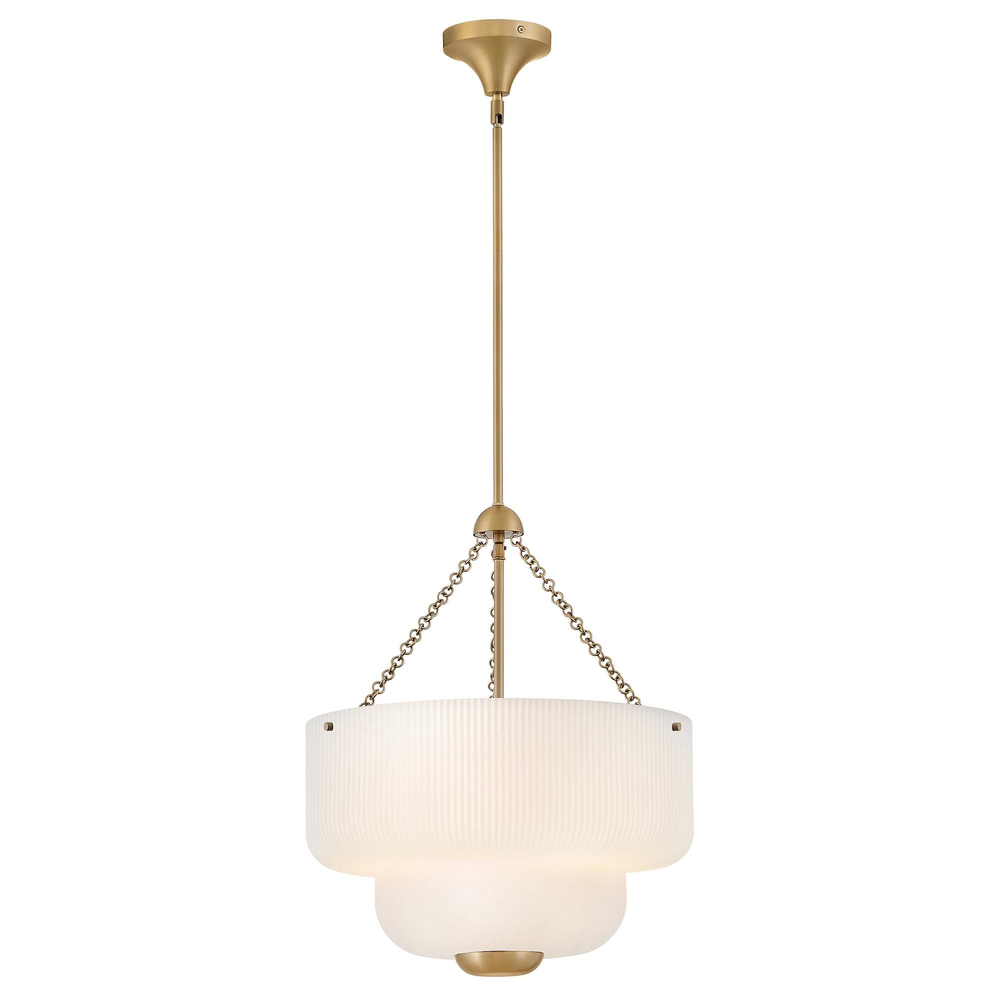 Shown in Lacquered Brass finish and Etched Opal glass