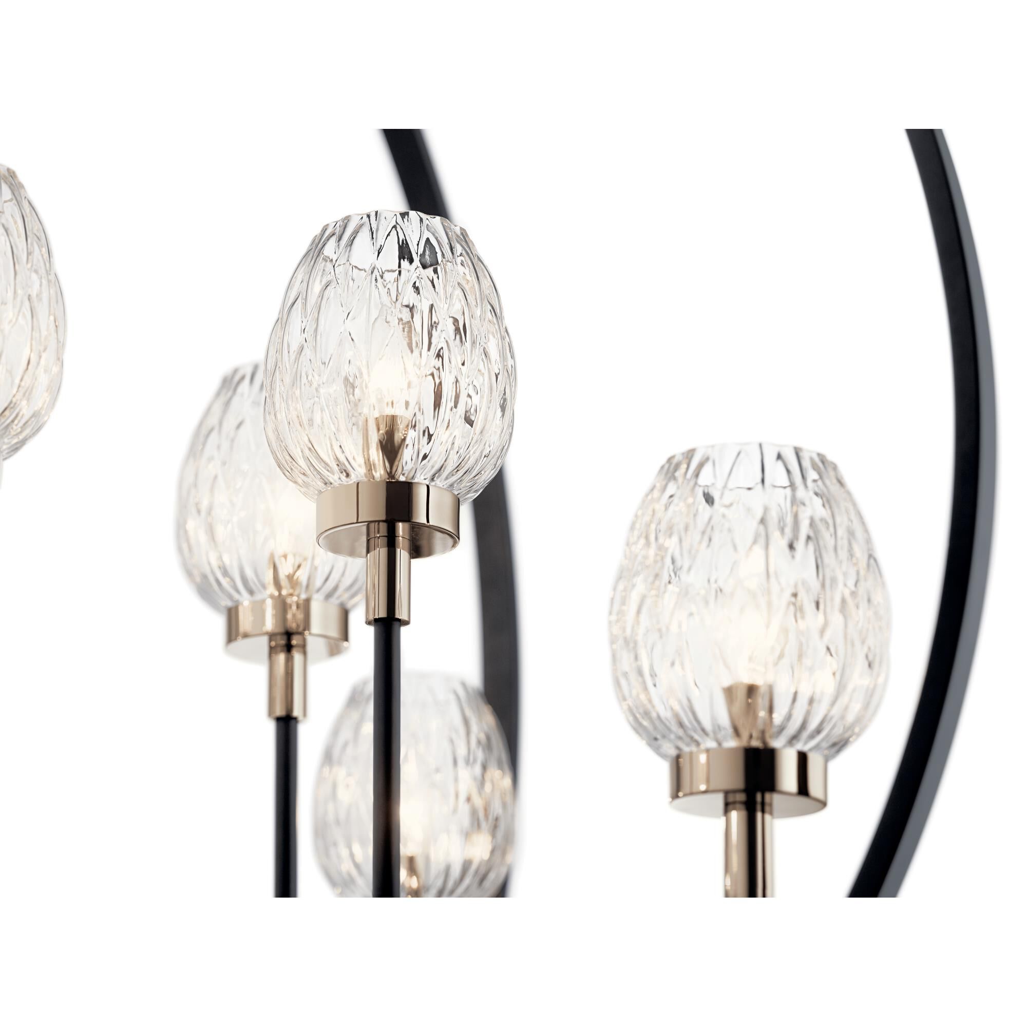 Shown in Black finish and Clear Facet glass