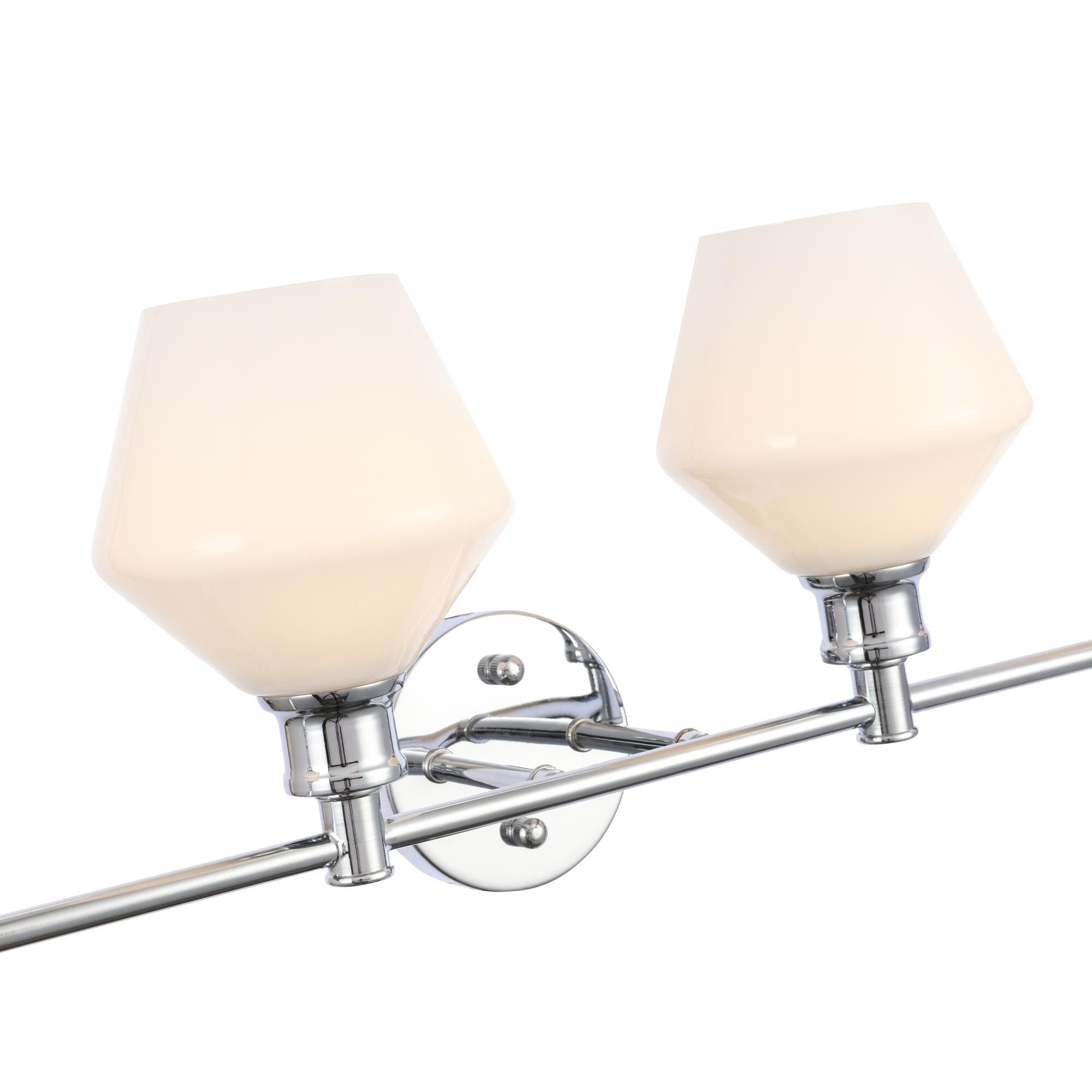 Shown in Chrome finish and Frosted White  glass