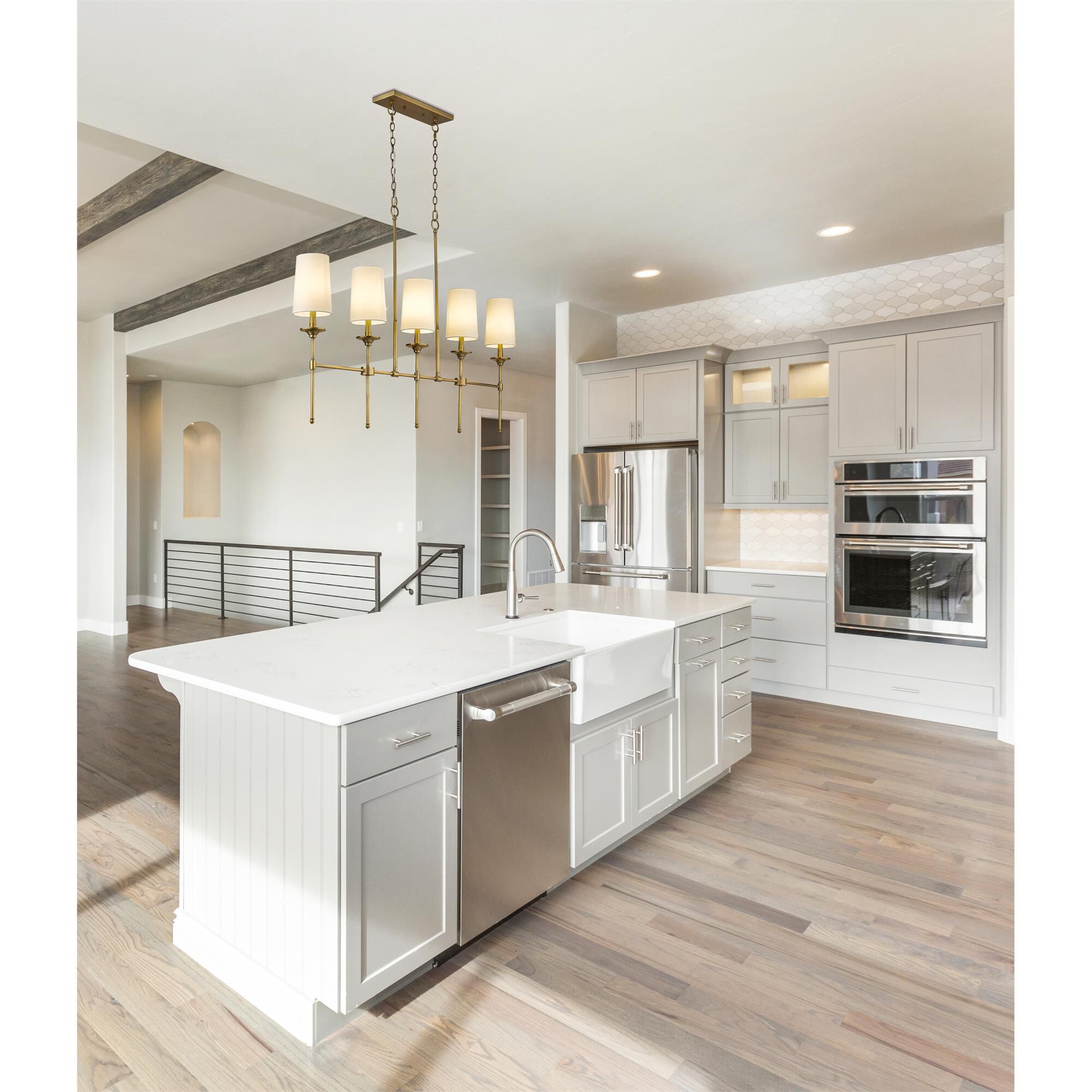 Shown in Rubbed Brass finish and No Glass glass and Off White shade