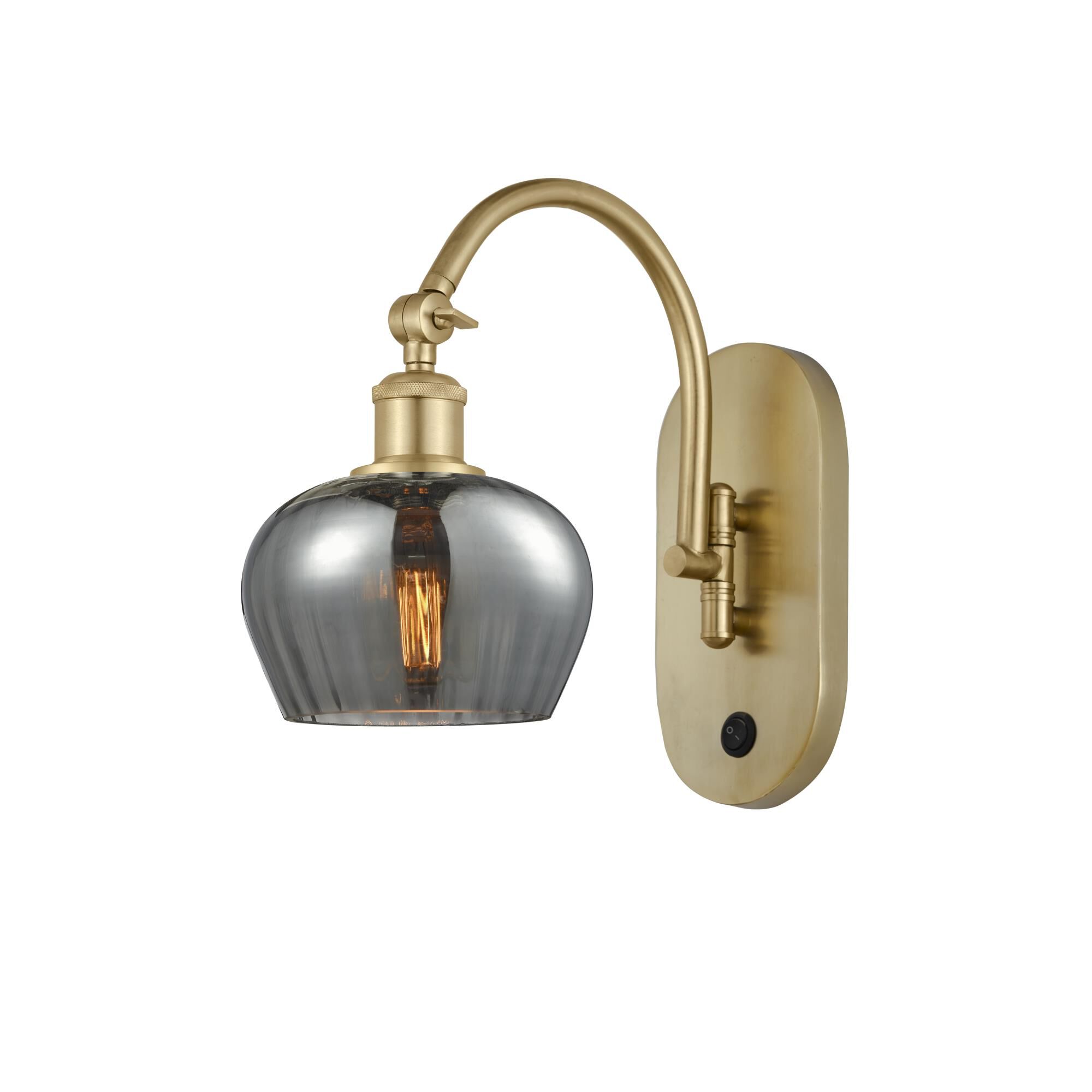 Shown in Satin Gold finish and Plated Smoke glass