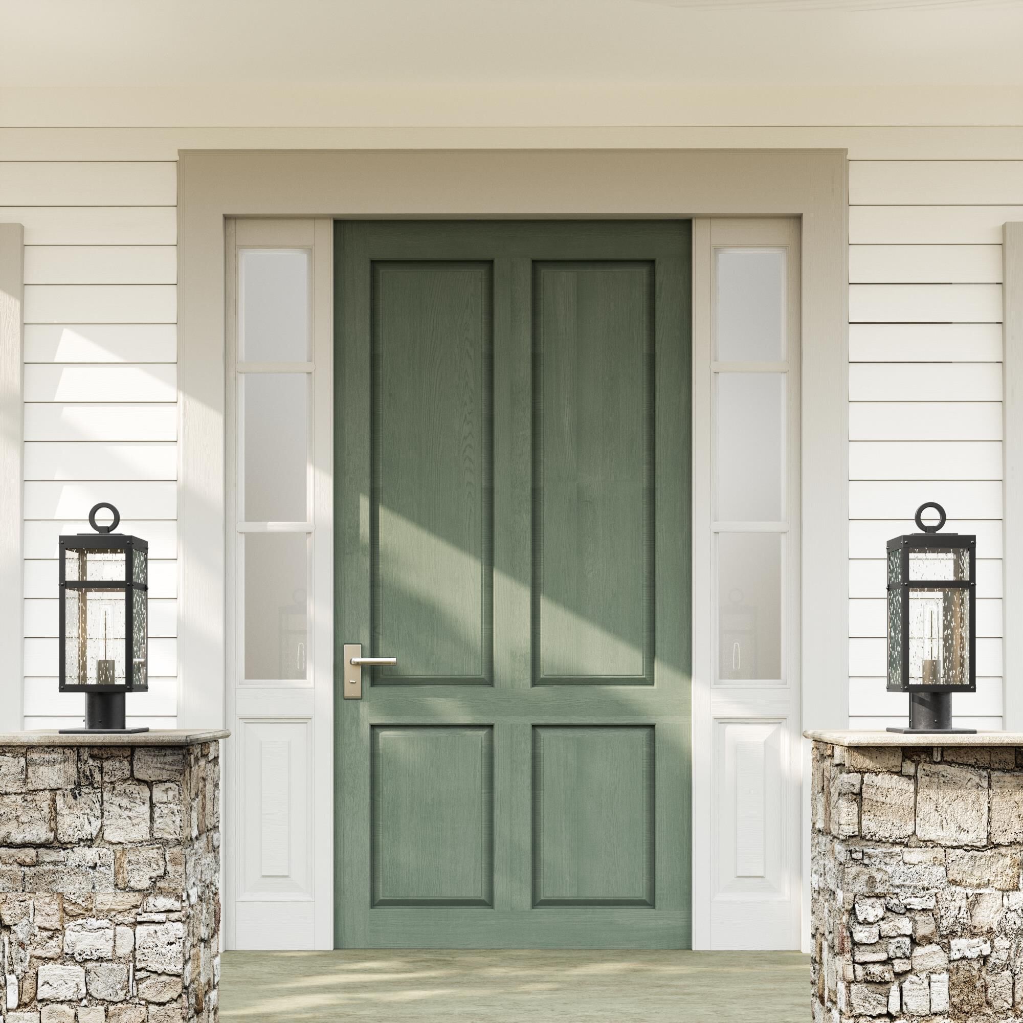 Shown in Black finish and Clear Seeded glass