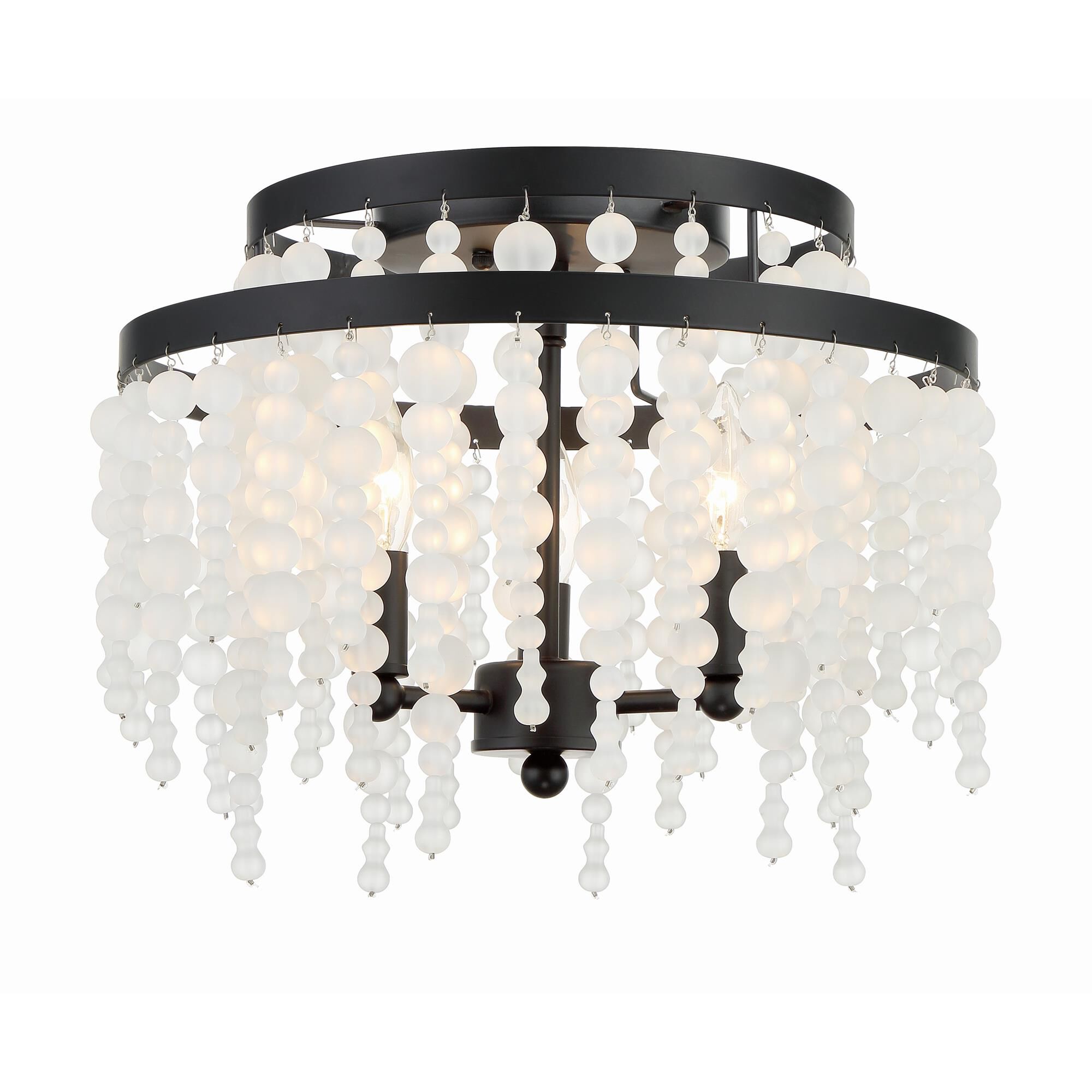 Shown in Matte Black finish and Frosted Glass Beads crystal