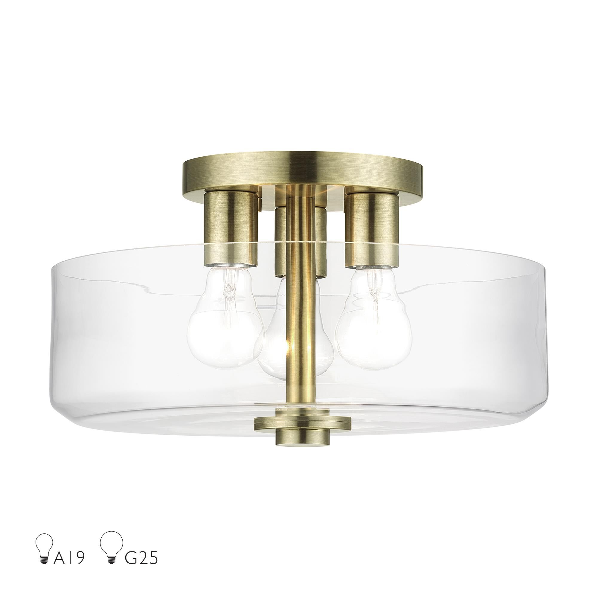 Whitworth 15 Inch Semi Flush Mount by Livex Lighting