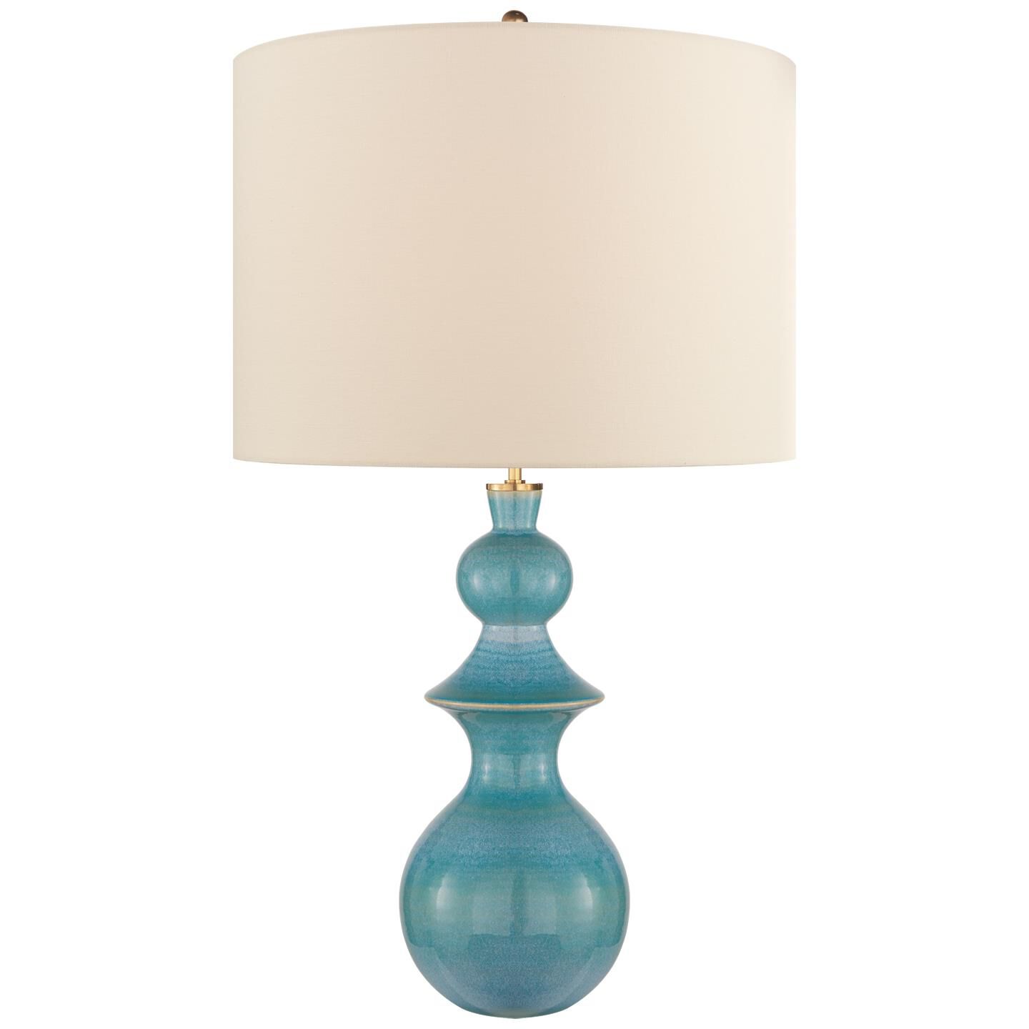 Shown in Sandy Turquoise finish and Linen shade