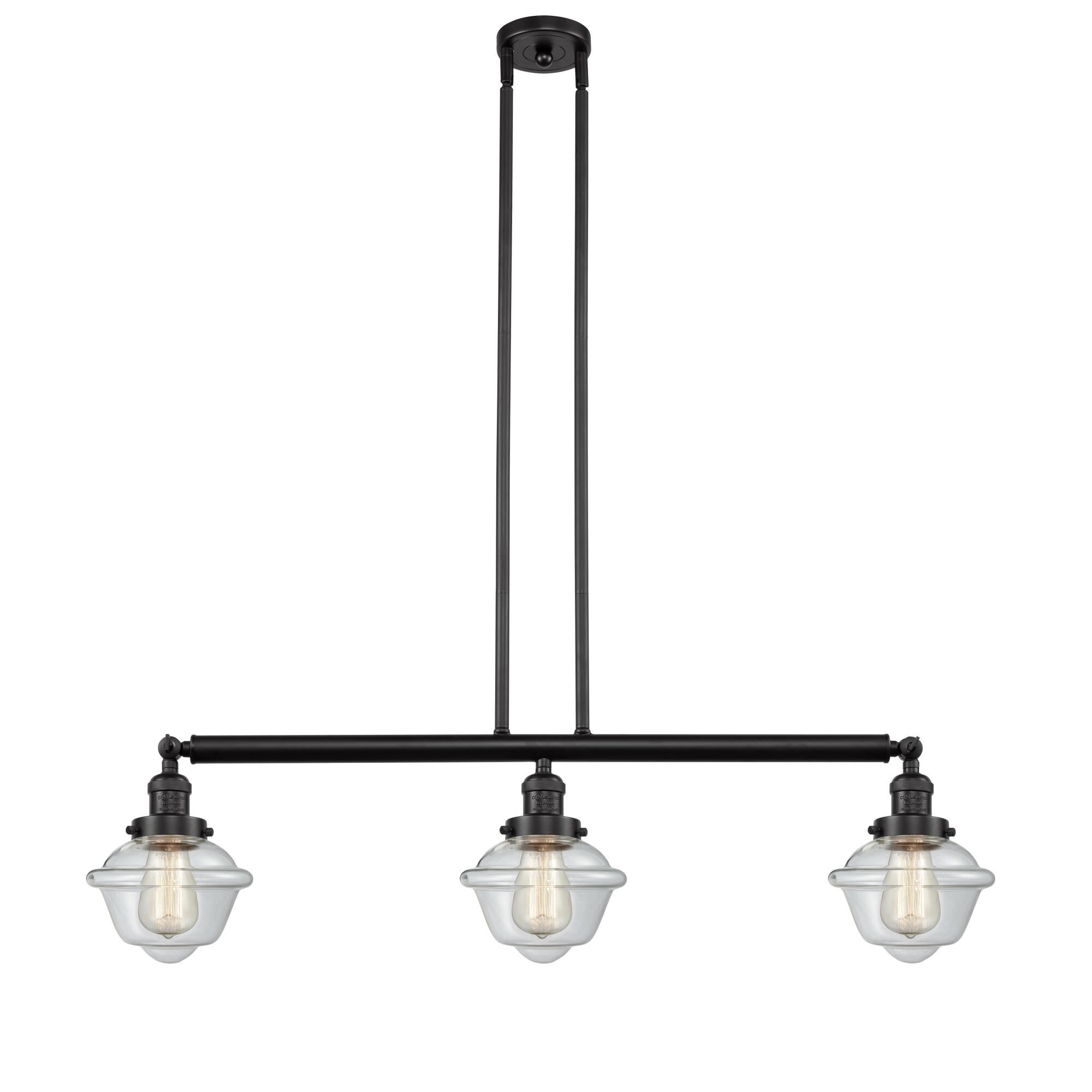 Shown in Oil Rubbed Bronze finish and Clear Small Oxford glass