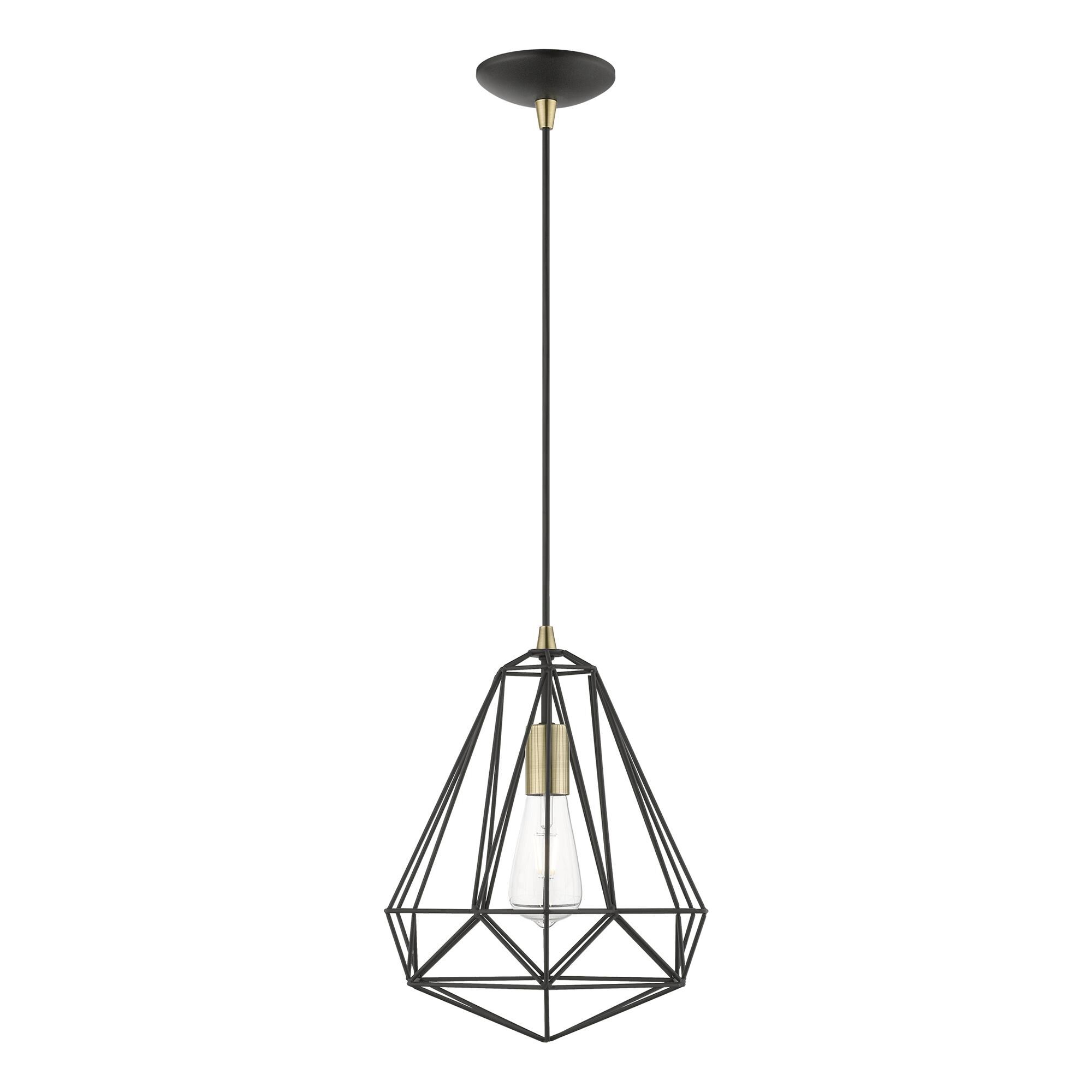 Shown in Textured Black with Polished Chrome Accents finish and Hand Welded Textured Black Metal shade