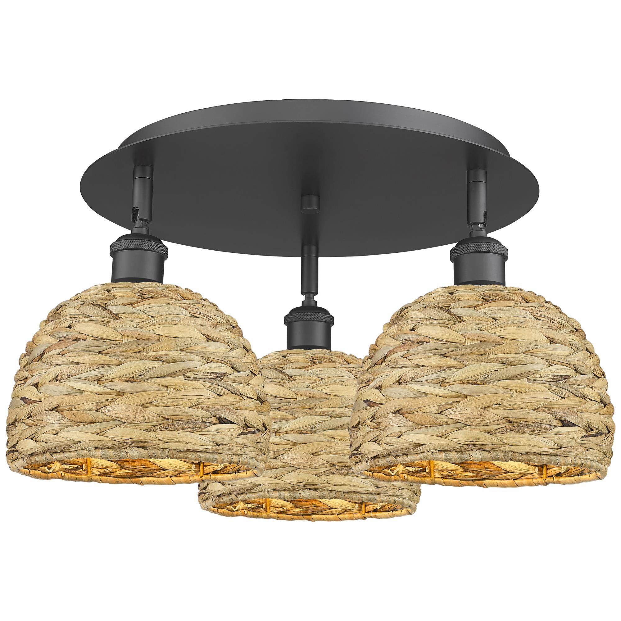 Bruno Marashlian Woven Rattan 20 Inch Flush Mount by Innovations Lighting