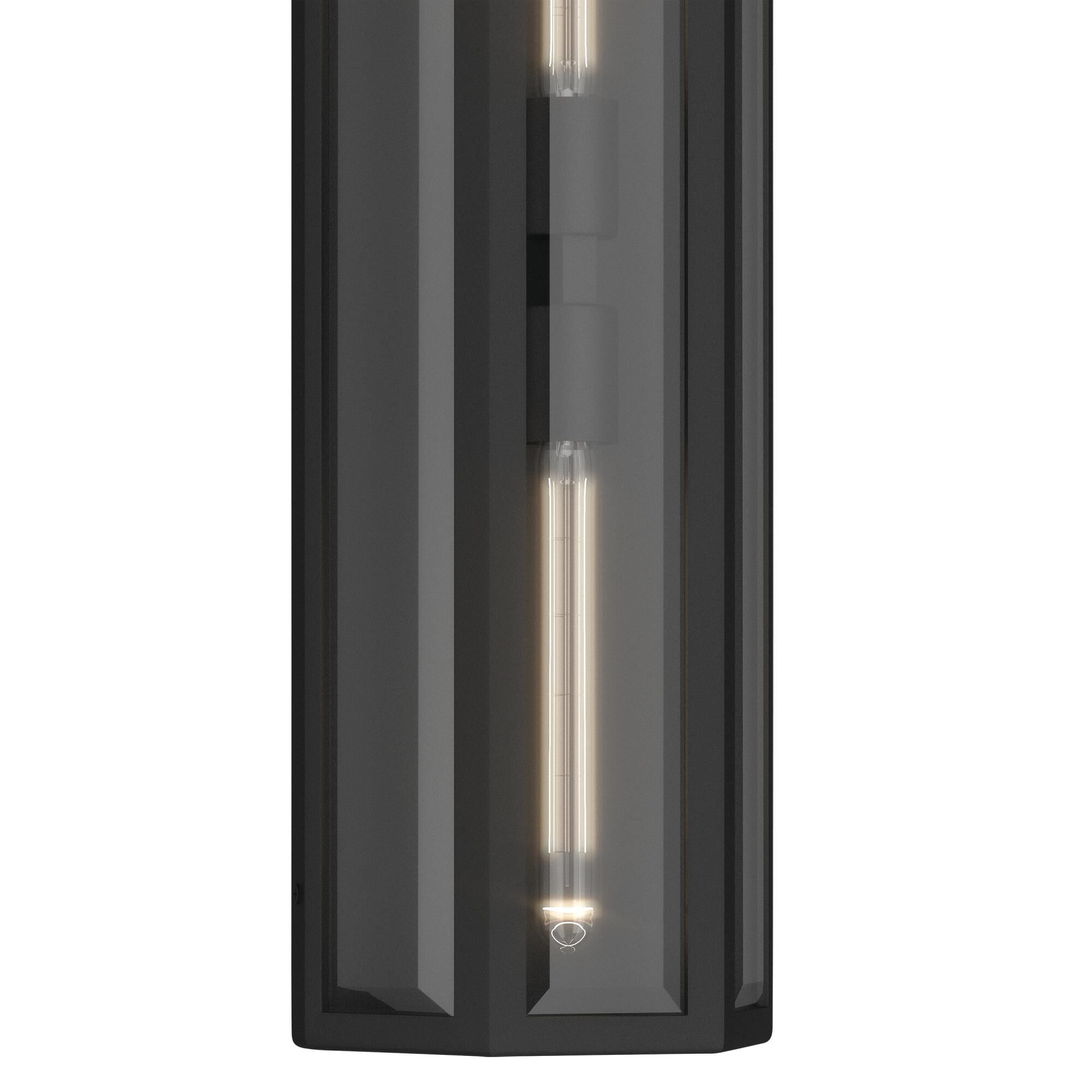 Shown in Textured Black finish and Clear Beveled glass