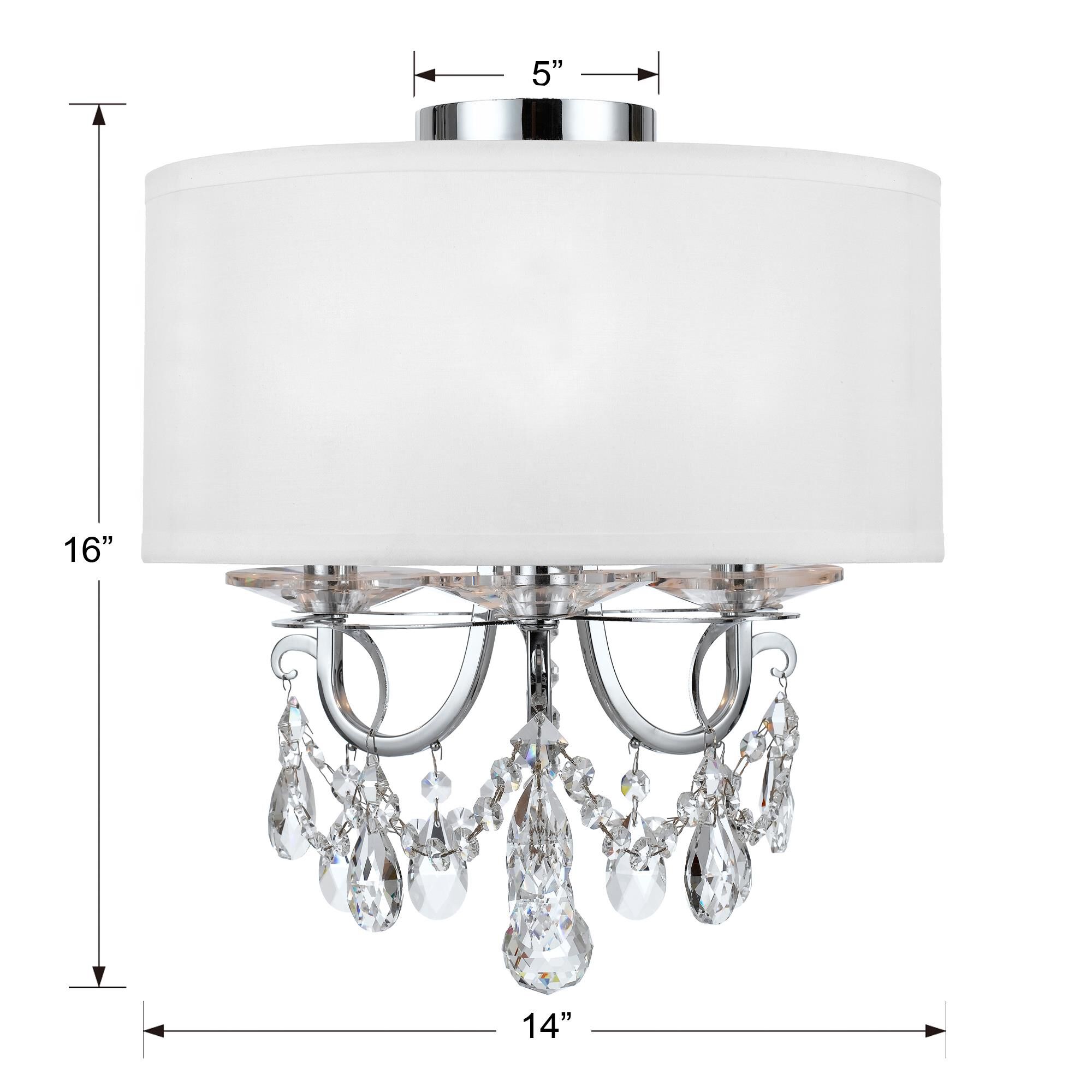 Shown in Polished Chrome finish and Hand Cut Crystal crystal and Silk glass and White shade