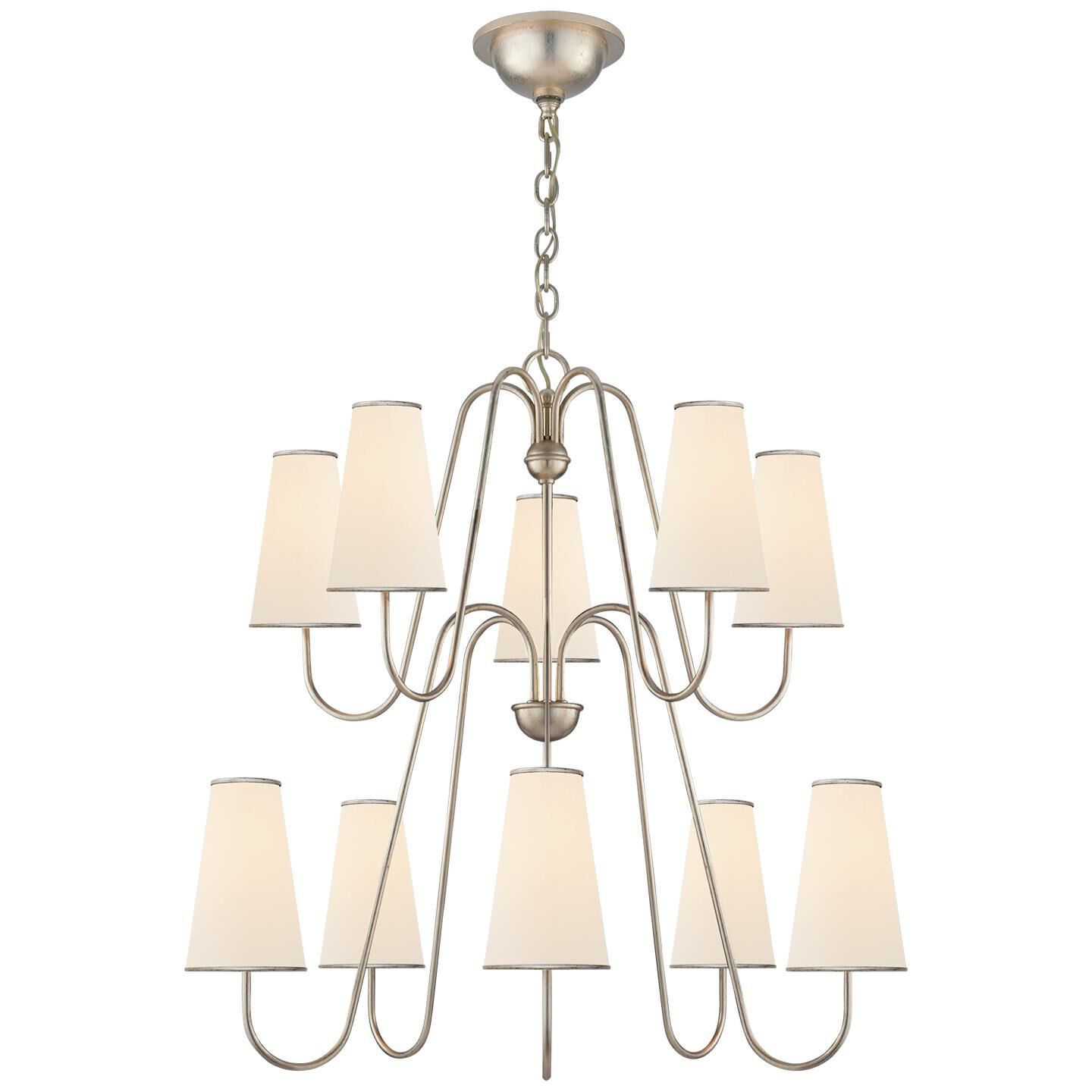 Shown in Burnished Silver Leaf finish and Linen shade 