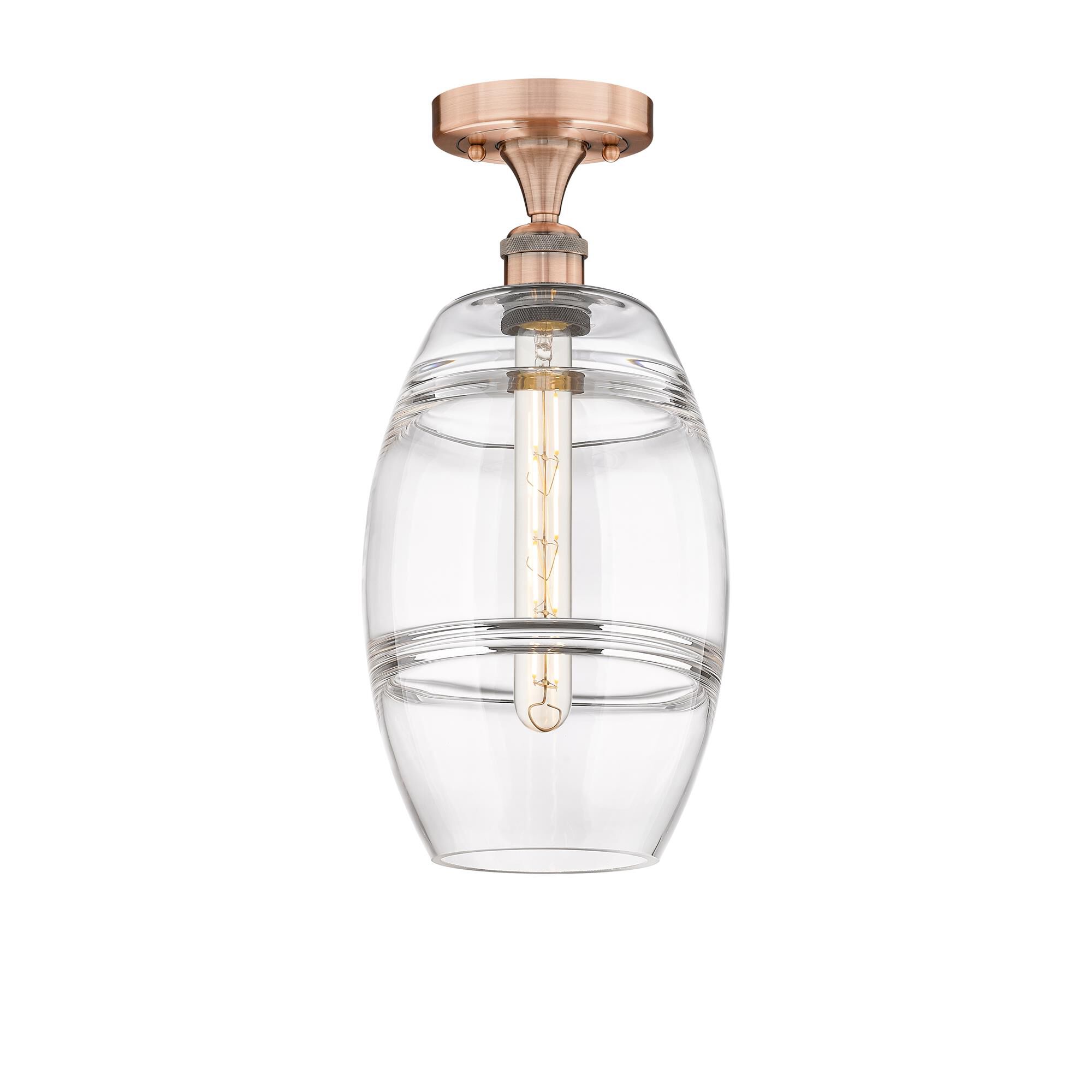 Shown in Antique Copper finish and Clear glass