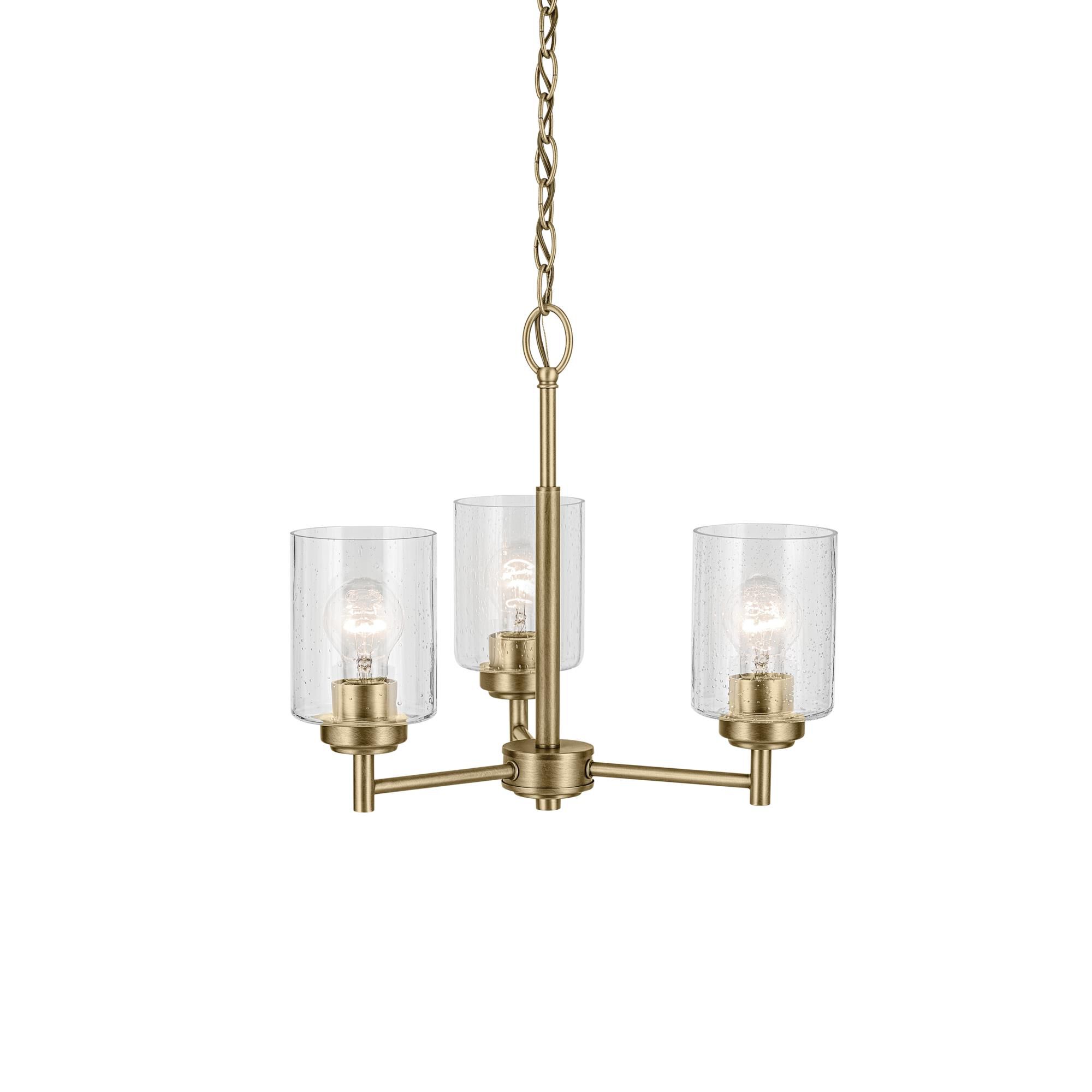 Shown in Natural Brass finish and Clear Seeded glass