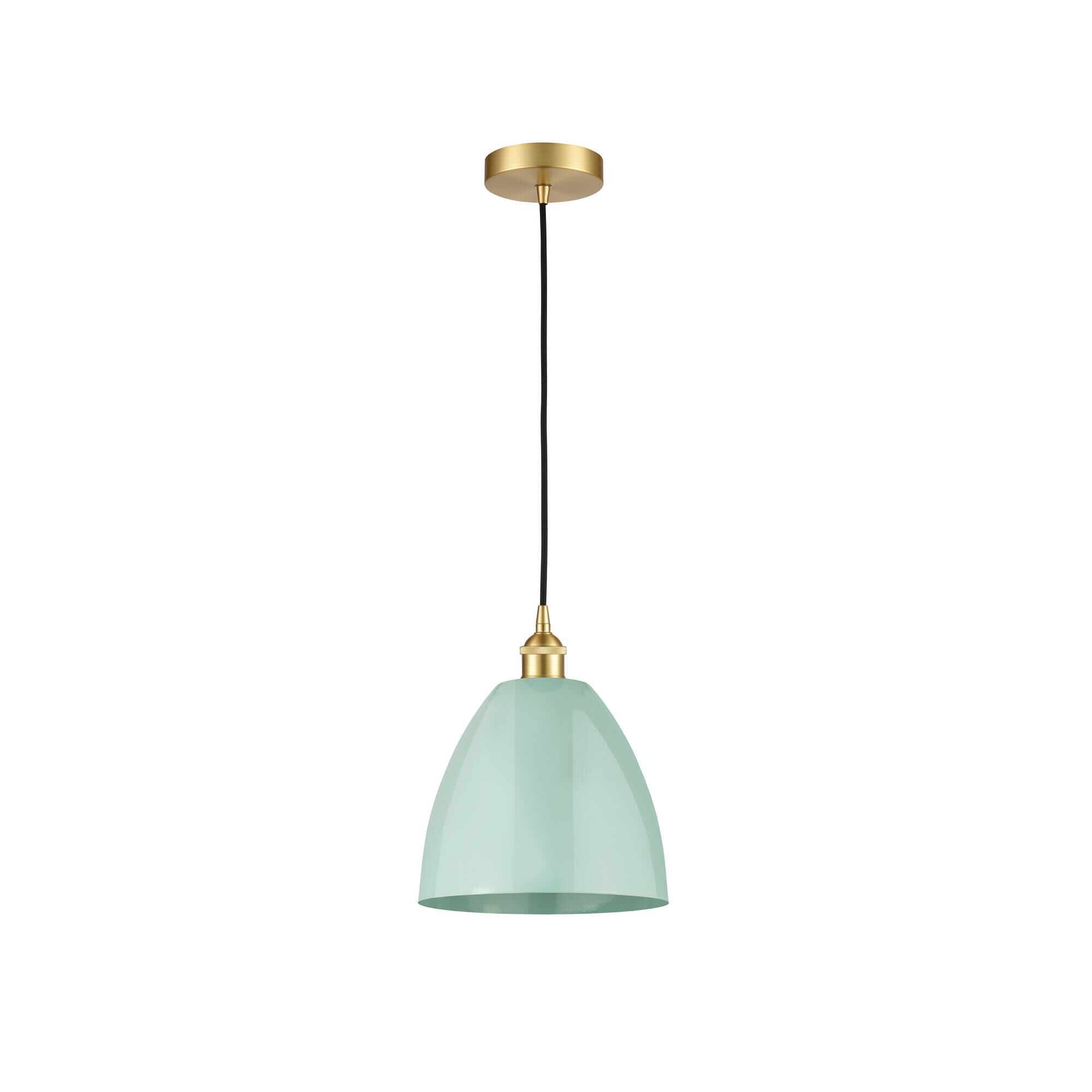 Shown in Satin Gold finish and Seafoam Dome shade