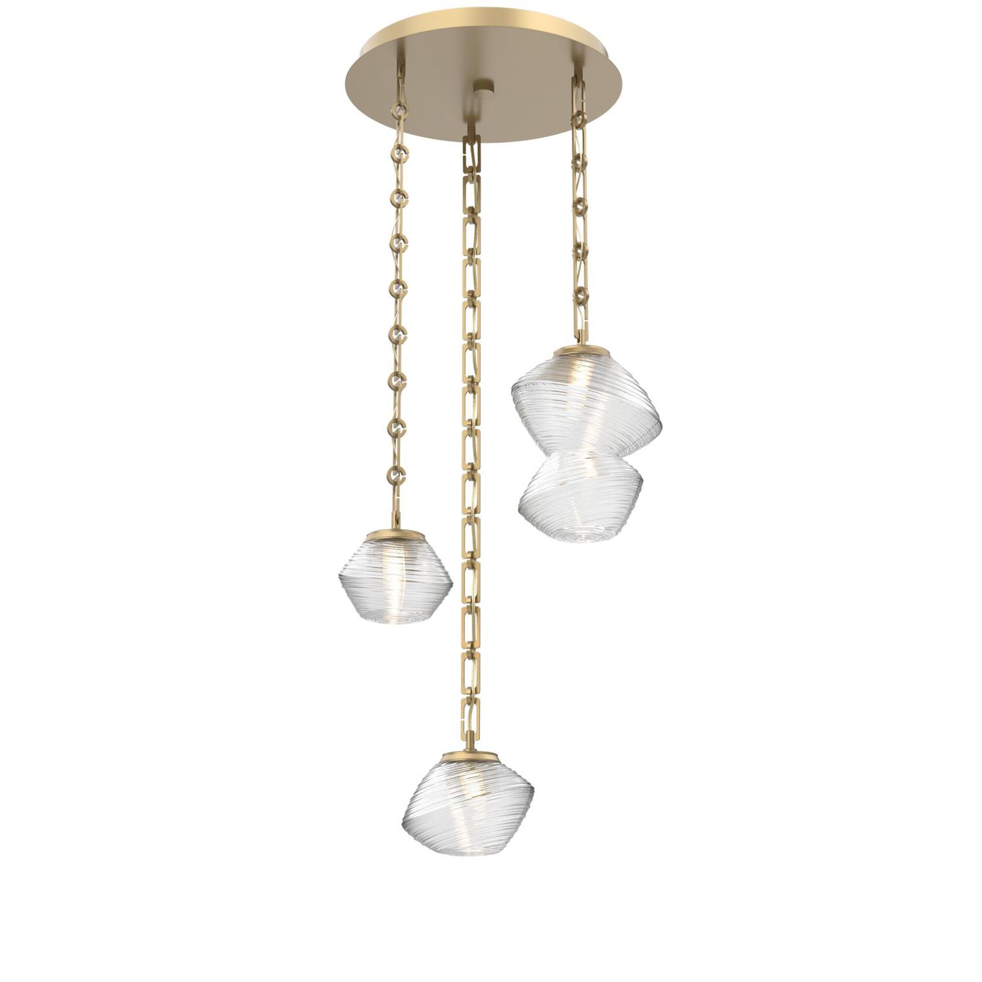 Shown in Gilded Brass finish and Clear glass