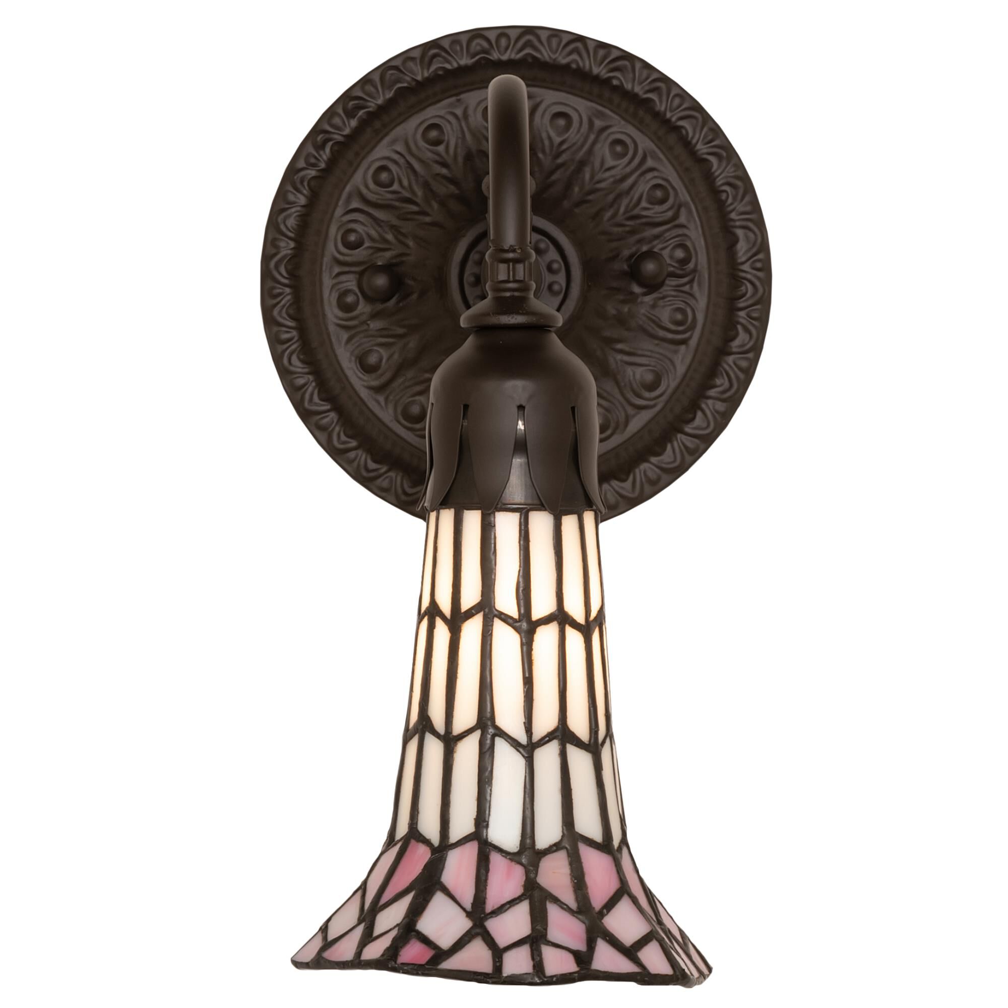 Meyda Lighting Stained Glass Pond Lily 10 Inch Tall Outdoor Wall Light