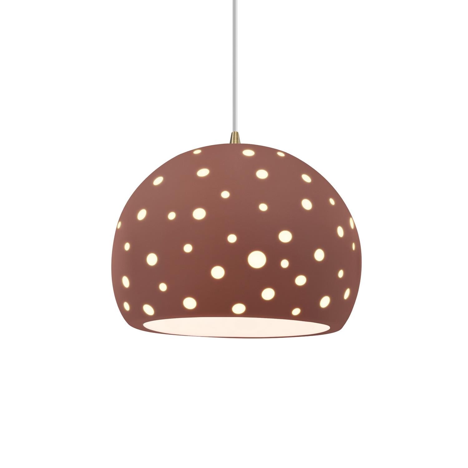 Shown in Antique Brass finish and Canyon Clay shade