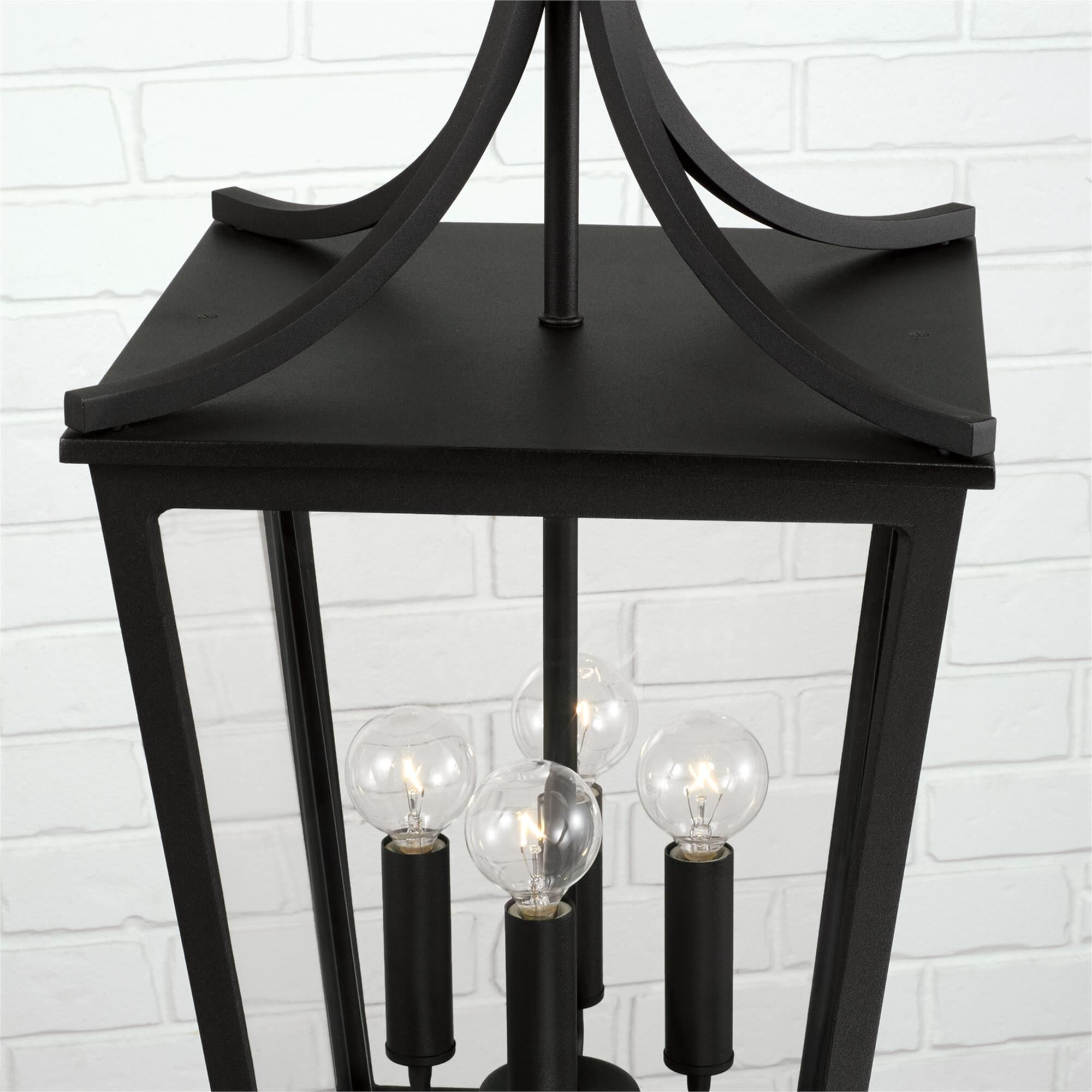 Shown in Black finish and Clear glass