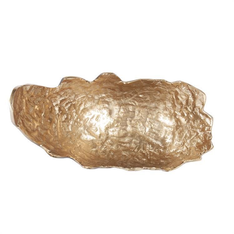 Cracked Edge Ebony Tray with Gold Interior, Small Bowl by Howard Elliott Collection