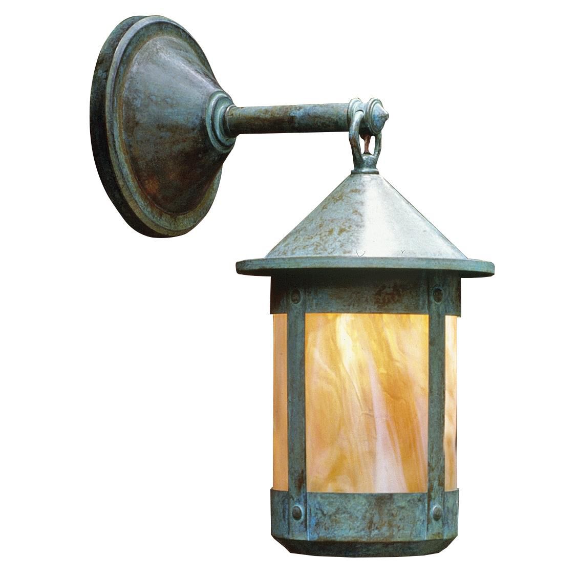 Shown in Verdigris Patina finish and Gold White Iridescent glass
