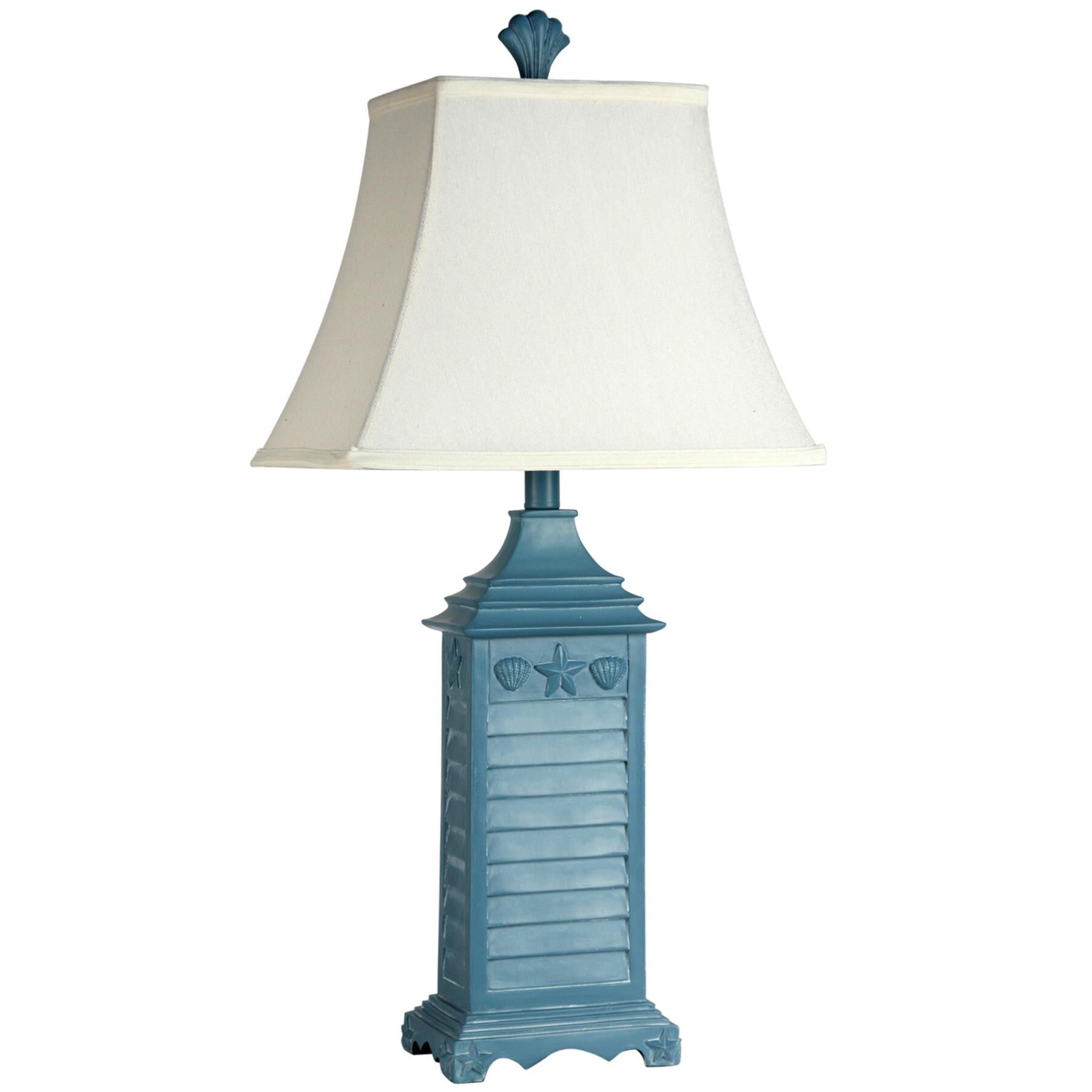 Shown in Blue finish and White Softback Fabric shade