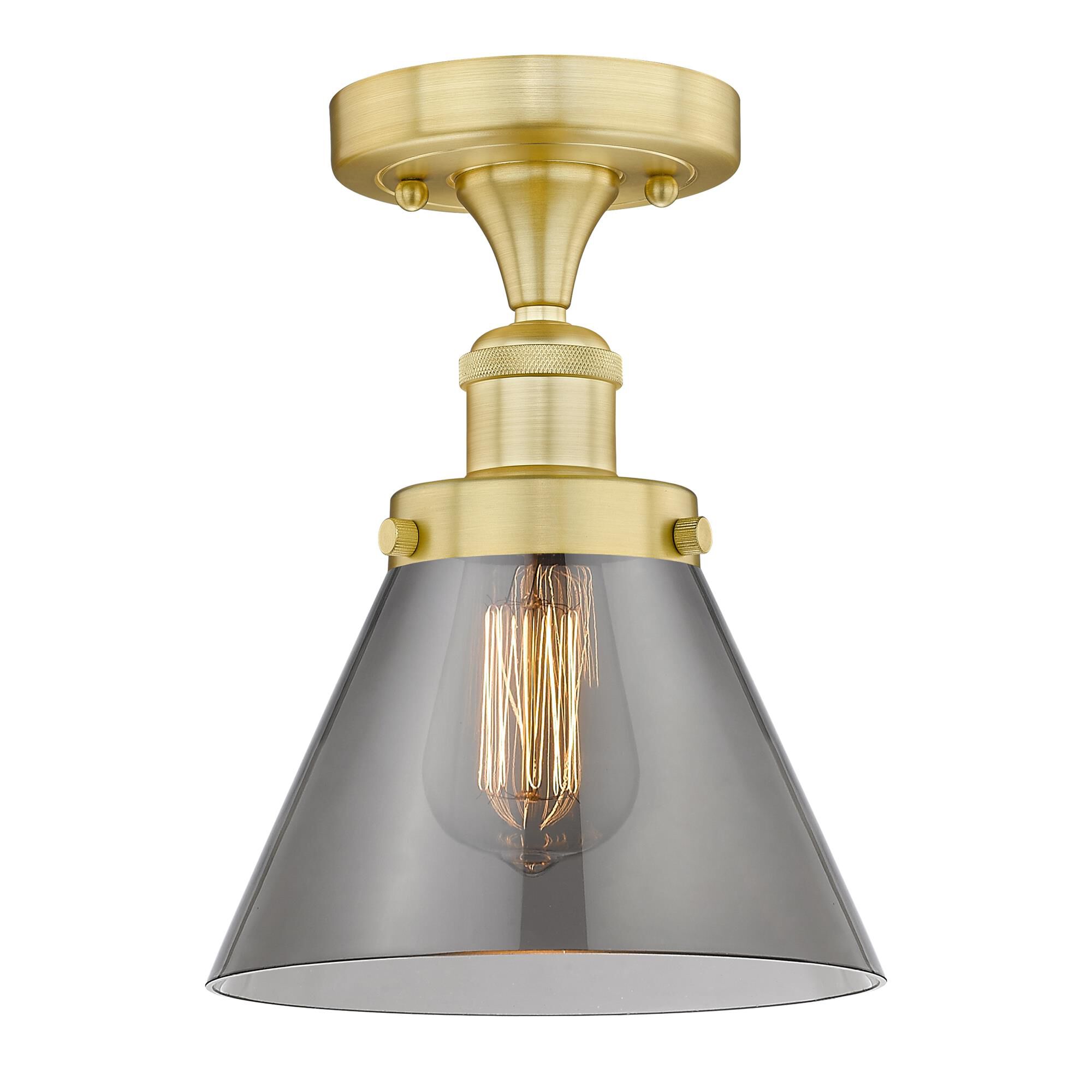 Shown in Satin Gold finish and Plated Smoke glass