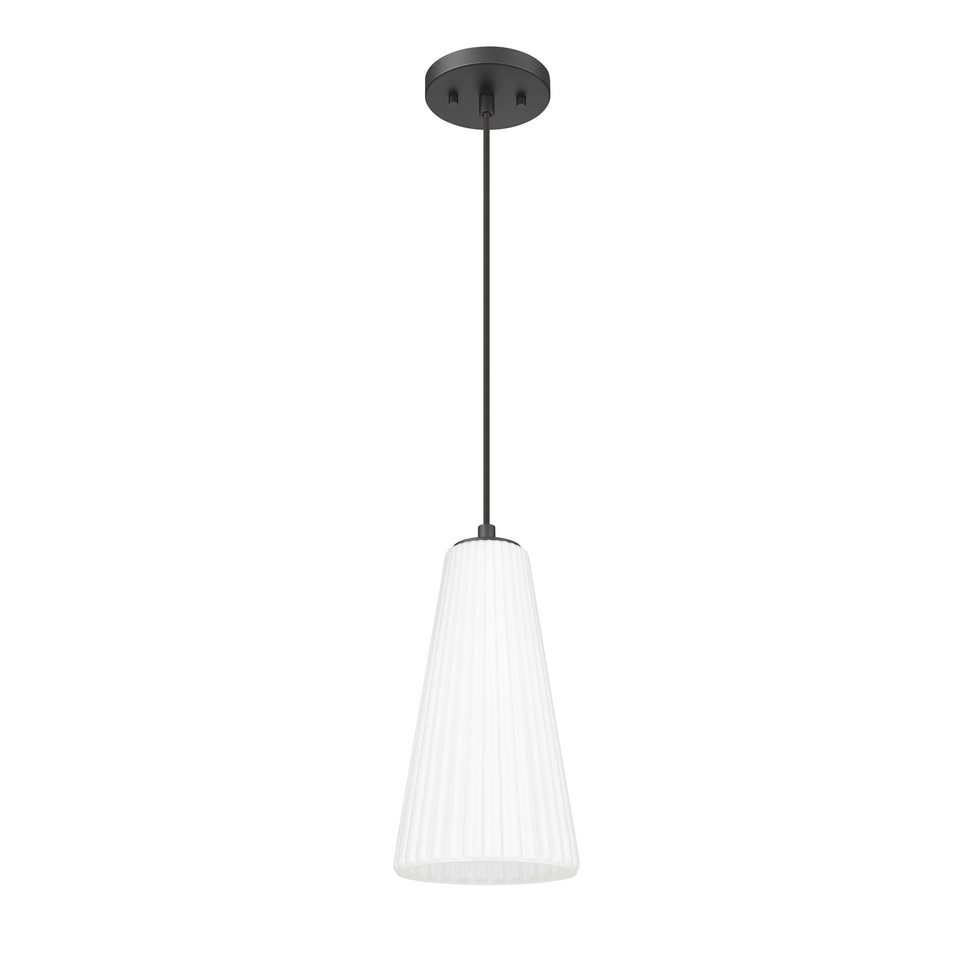 Shown in Matte Black finish and White glass and White shade