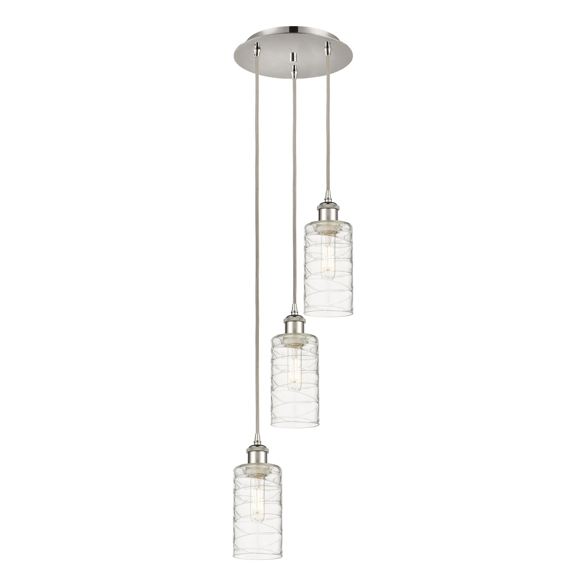 Shown in Polished Nickel finish and Deco Swirl shade