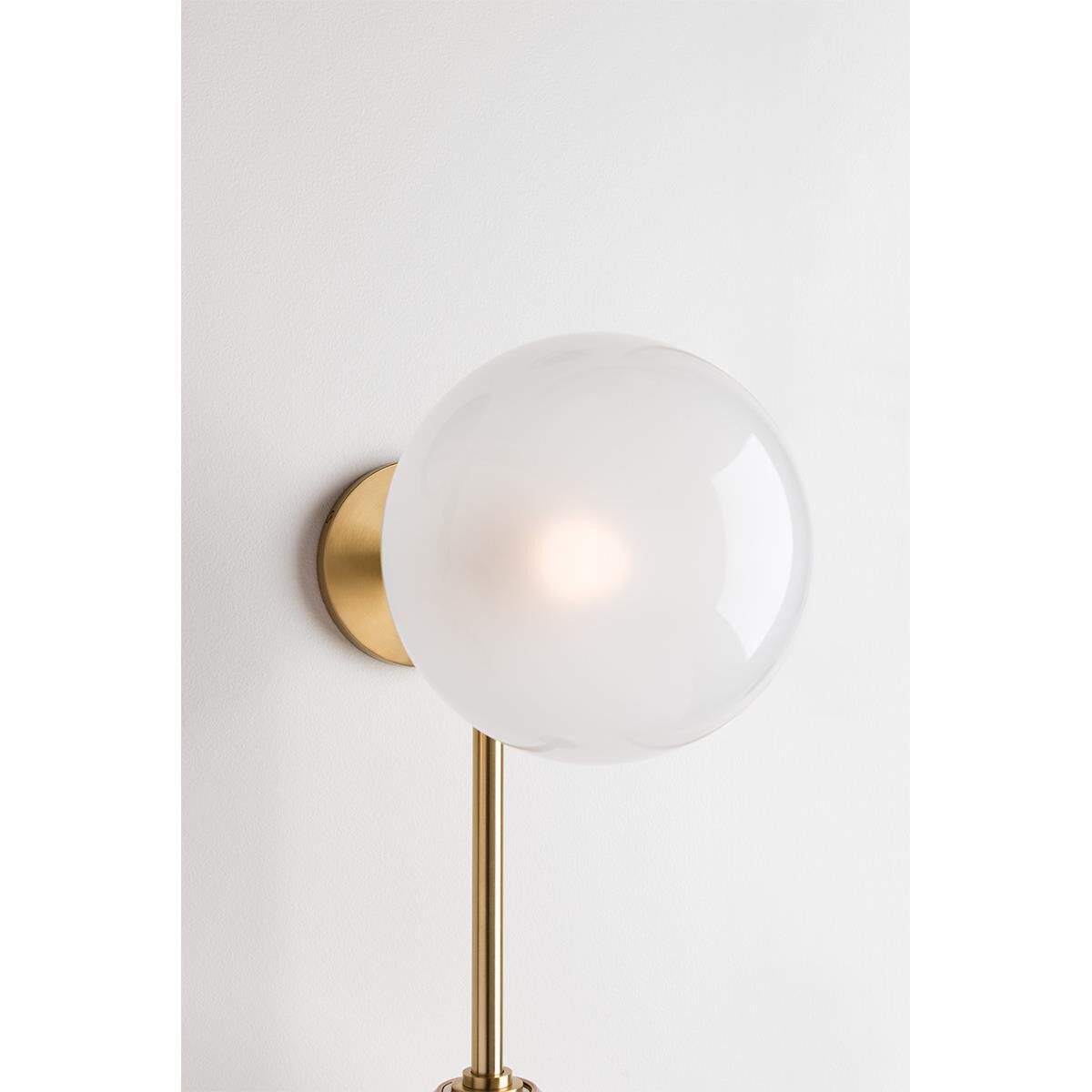 Shown in Aged Brass finish and Opal Etched glass